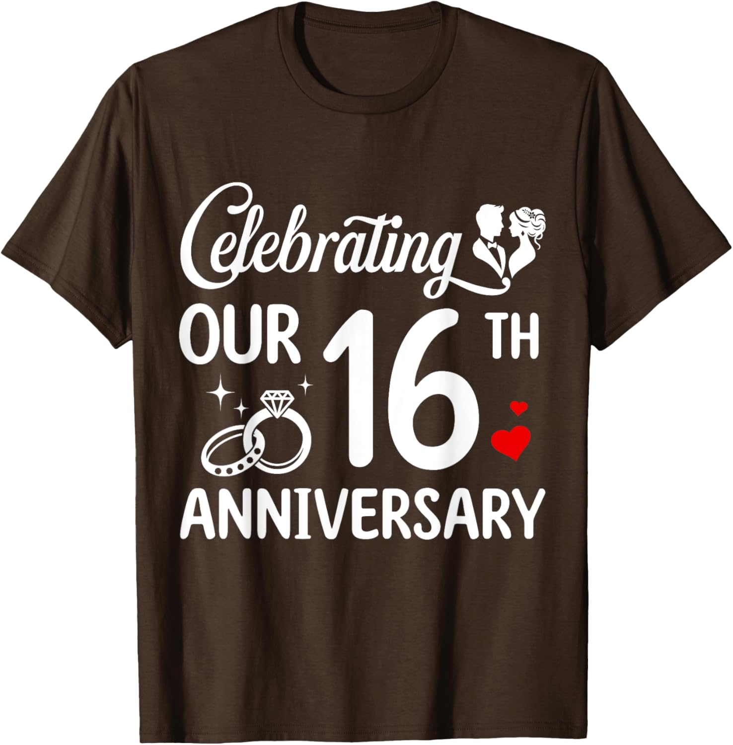 16th Wedding Anniversary T-Shirt for Couples - Celebrate 16 Years Together - 7