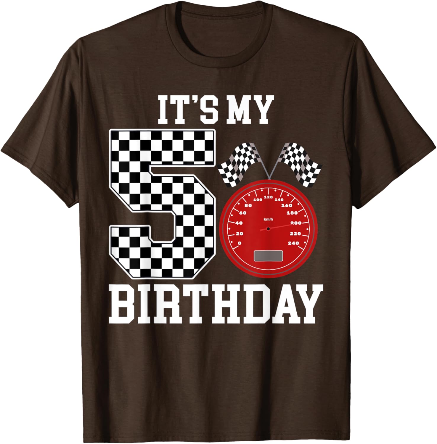 Boys 5th Birthday Racing Car Flag T-Shirt Fun Gift for Kids - 1