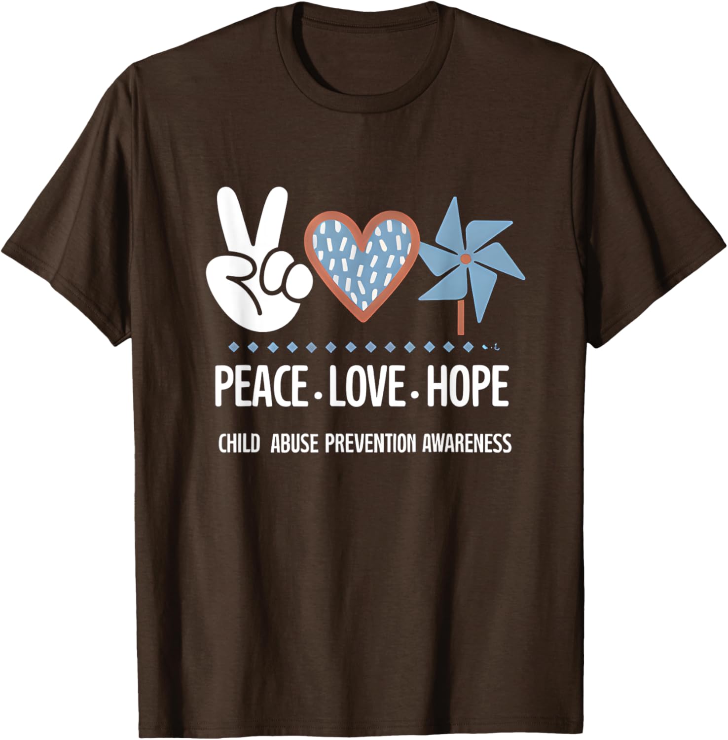 Peace Love Hope Pinwheel T-Shirt for Child Abuse Prevention Awareness - 18
