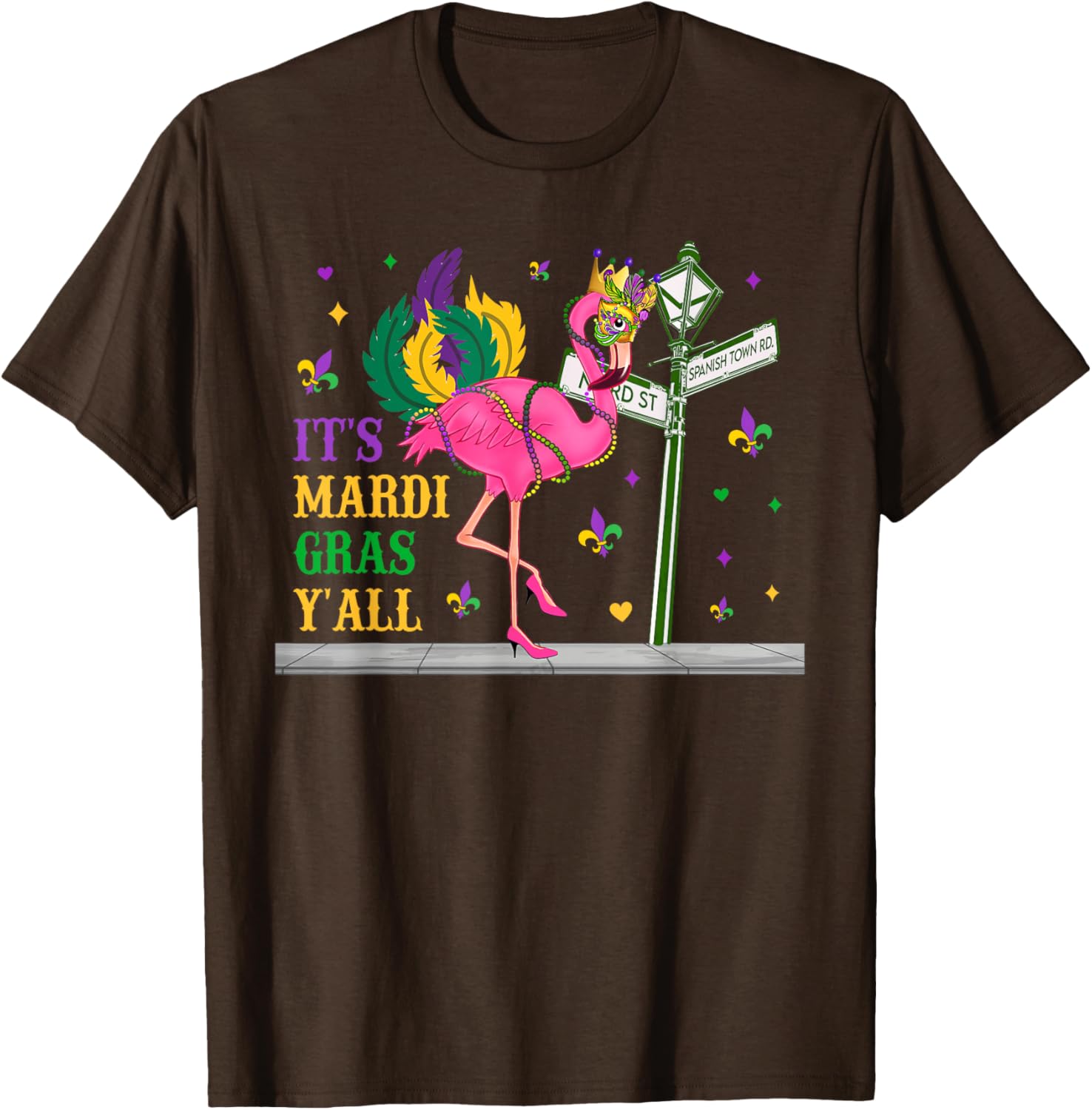 Mardi Gras Flamingo Costume T-Shirt for Girls and Women Fun Festive Wear - 14