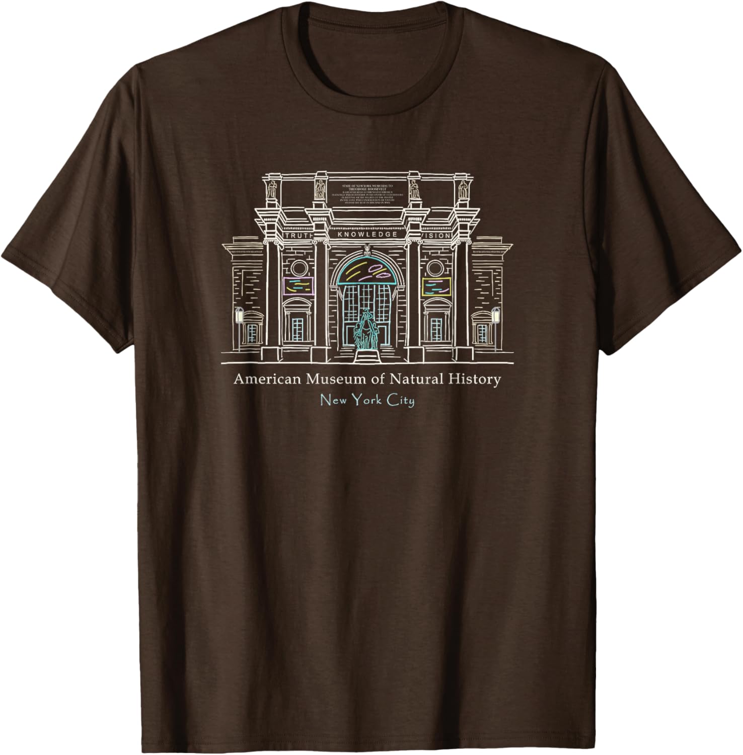 New York City American Museum of Natural History Drawing T-Shirt - 1