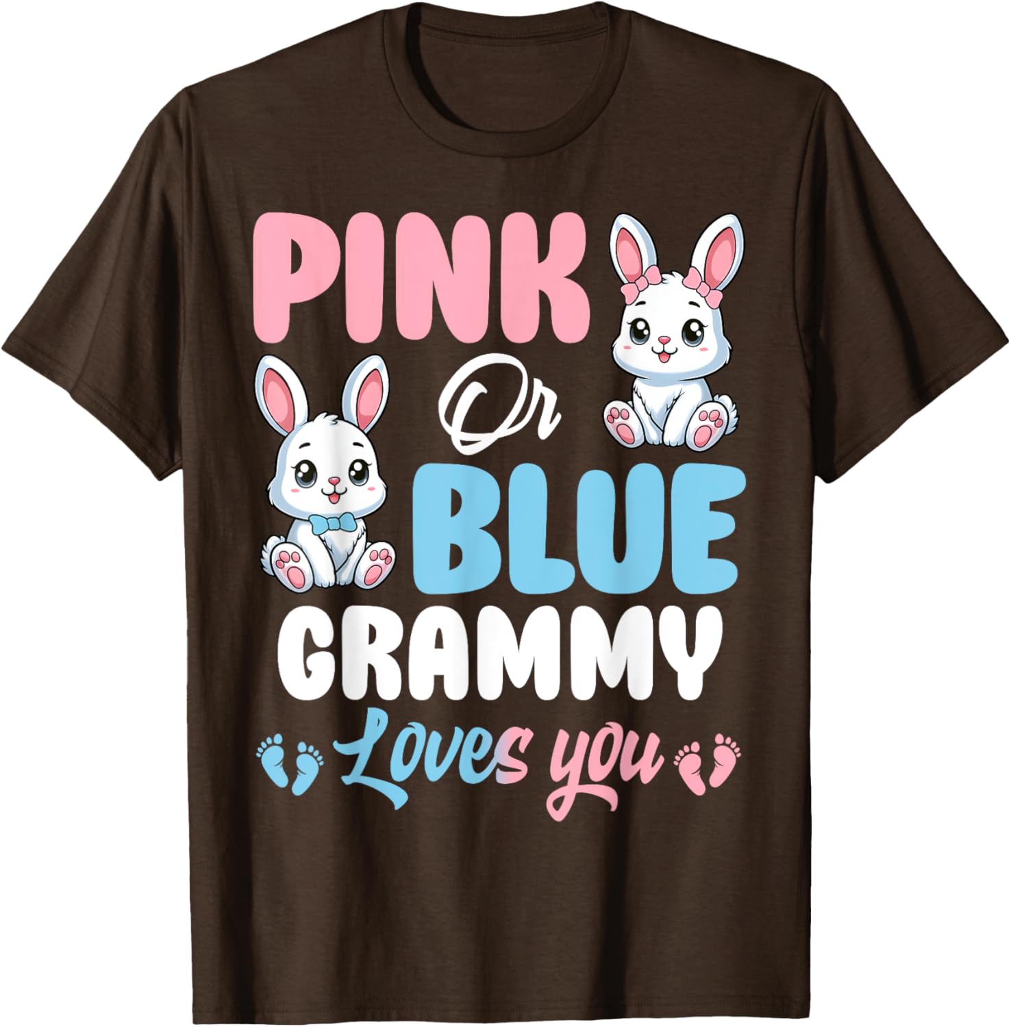 Pink or Blue Grammy Loves You Bunny Gender Reveal Party T-Shirt - 21