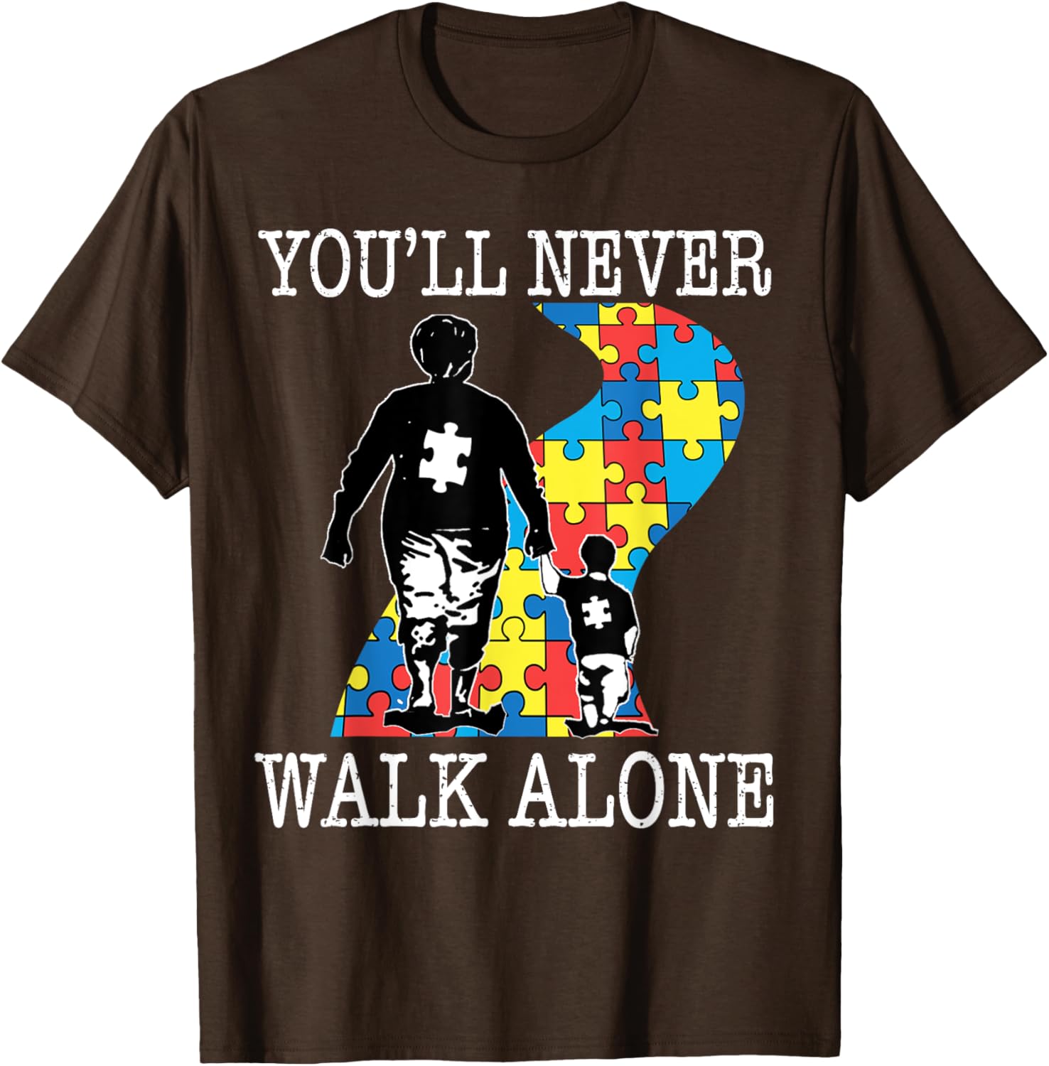 Autism Grandma Support Alone Puzzle You'll Never Walk T-Shirt for Comfort - 7
