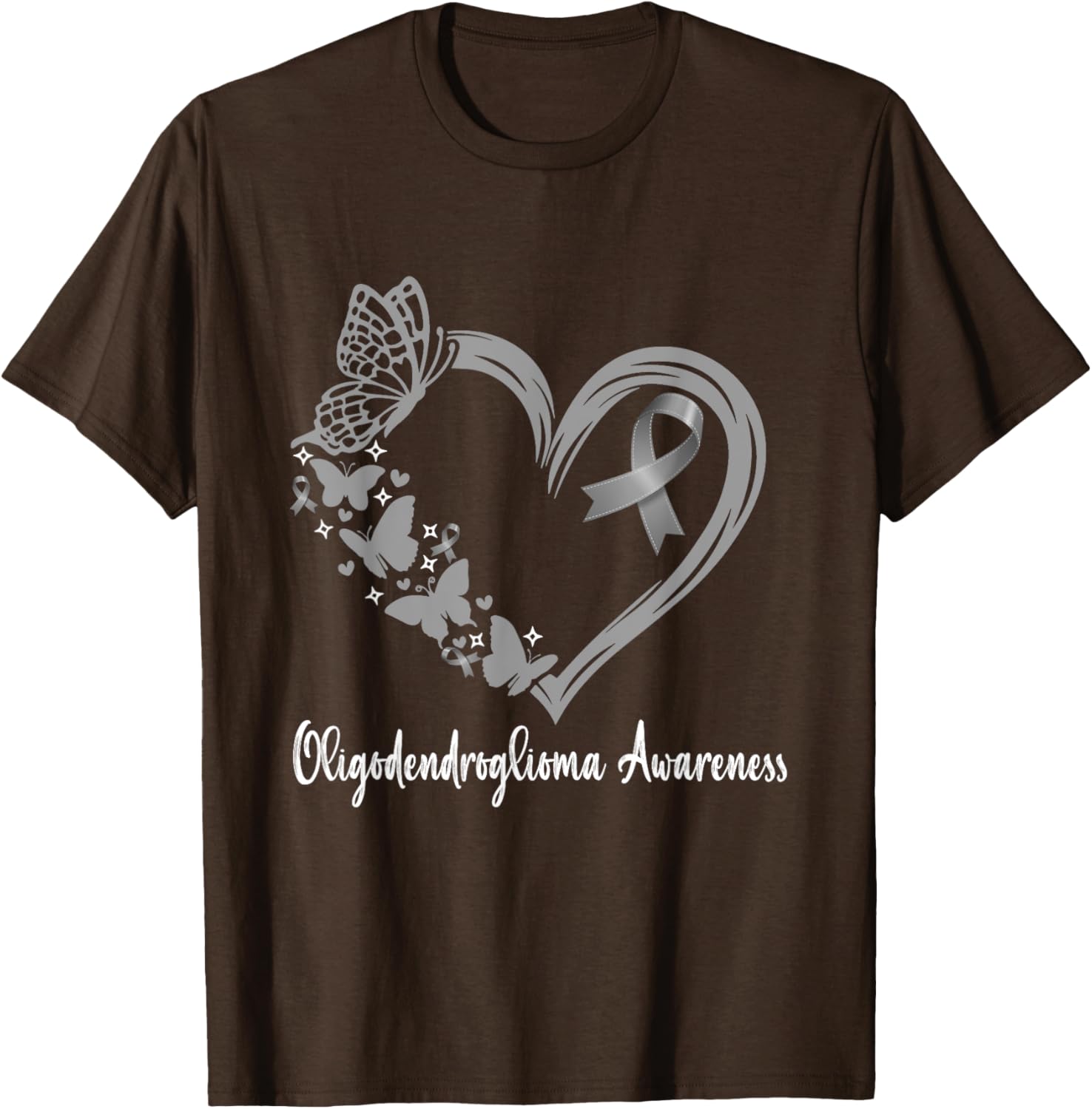 Oligodendroglioma Awareness Warrior Heart T-Shirt for Support & Unity - 4