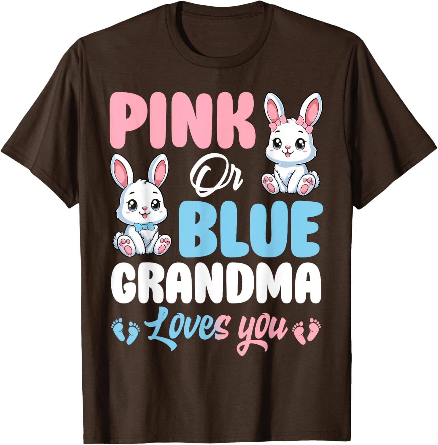 Pink or Blue Grandma Loves You Bunny Gender Reveal T-Shirt for Kids - 11
