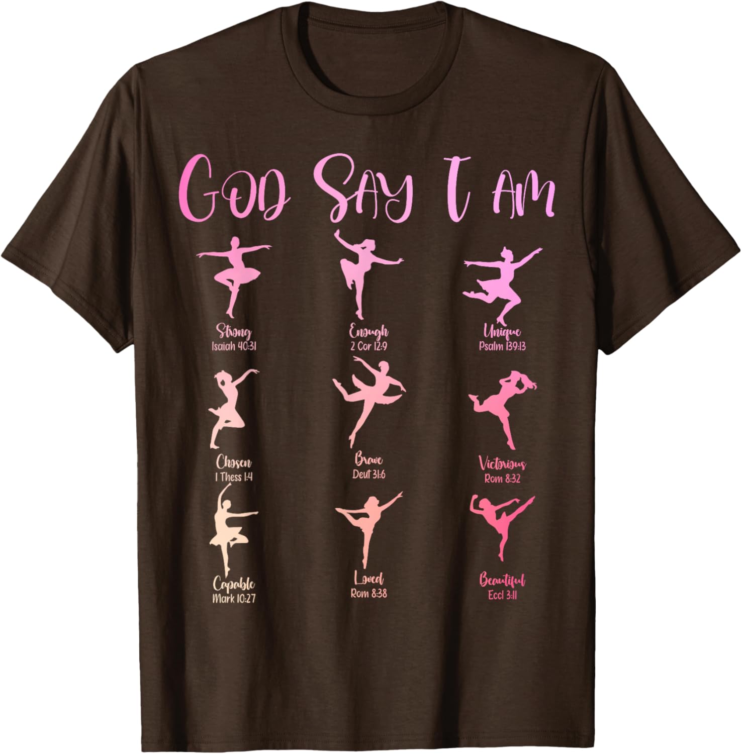 Christian God Says I Am Cute Pink Ballet Dancer T-Shirt for Girls - 16