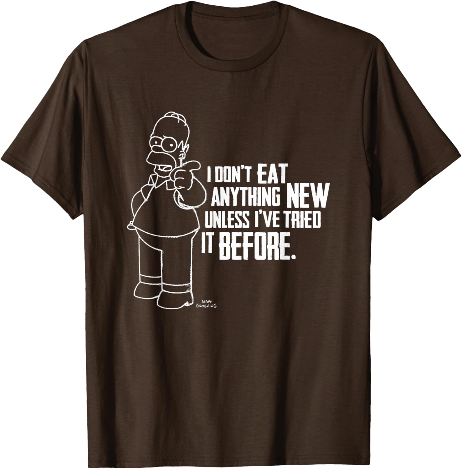 Homer Simpson I Don't Eat Anything New Outline T-Shirt for Fans - 4