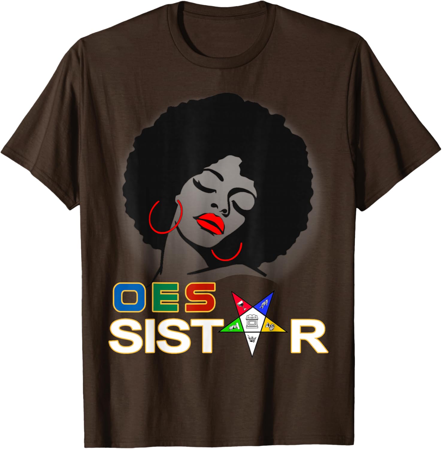 Beautiful Red Afro Earrings and Sistar Eastern Star T-Shirt for Girls - 19
