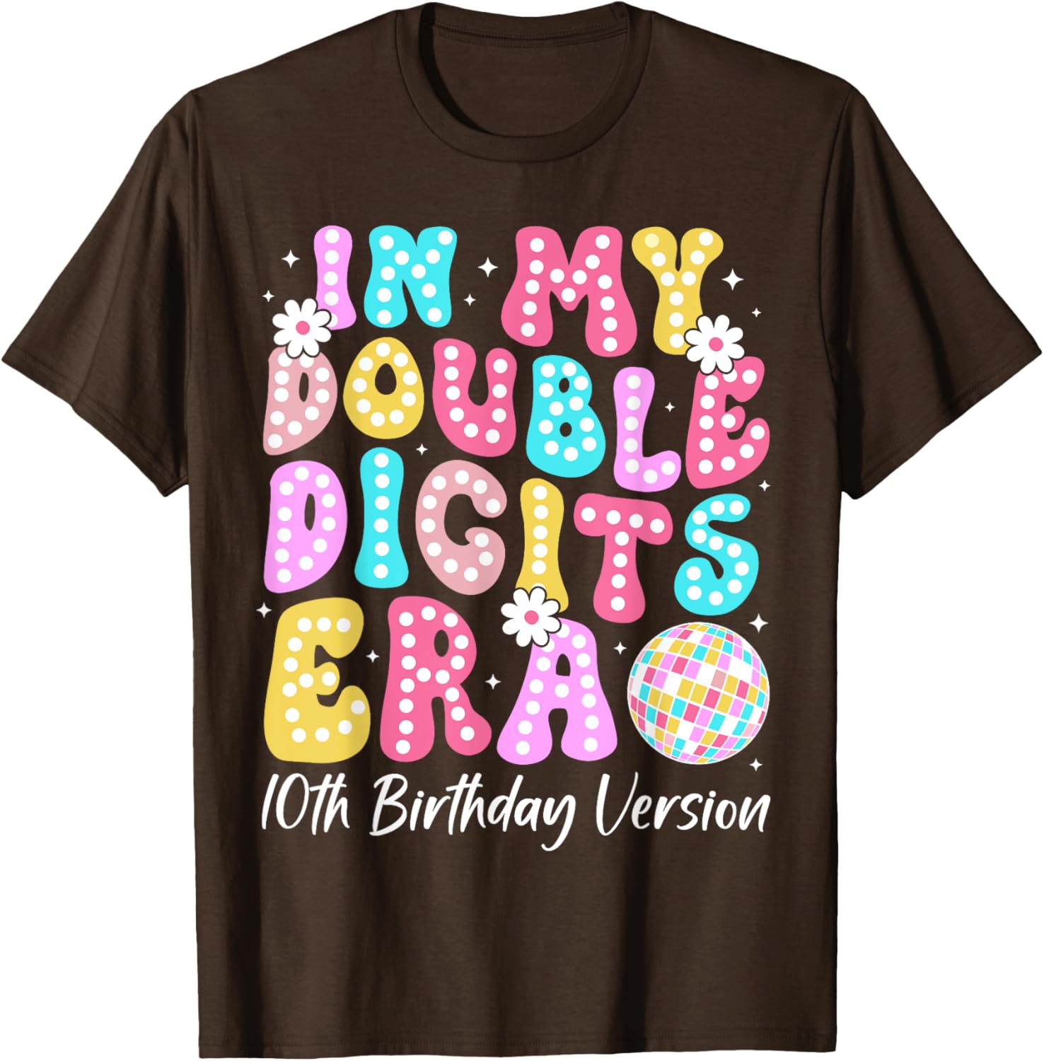 Retro 10th Birthday Girls T-Shirt In My Double Digits Era Design - 14