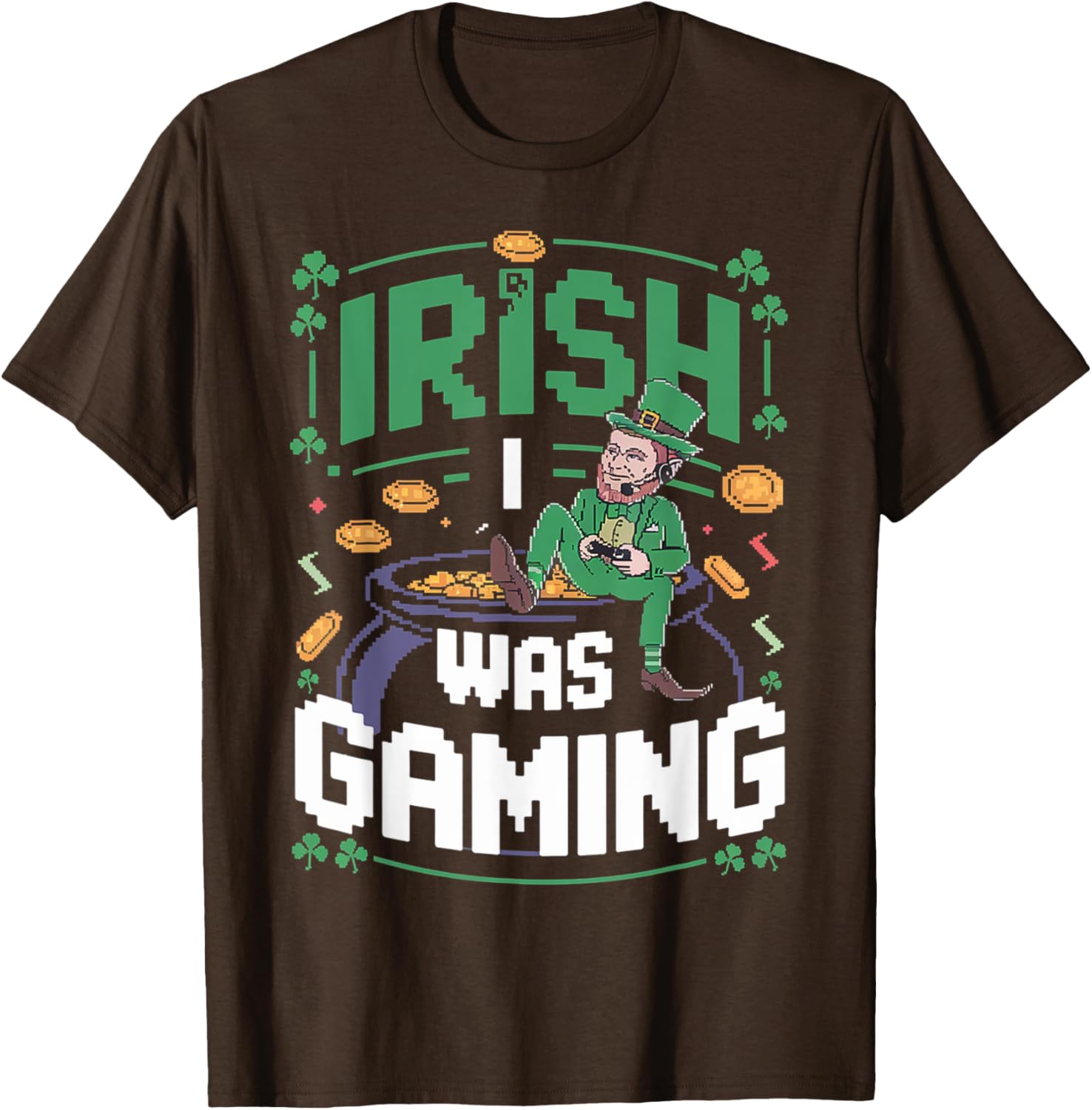 Irish I Was Gaming St. Patrick's Day Funny Gamer T-Shirt for Men - 1