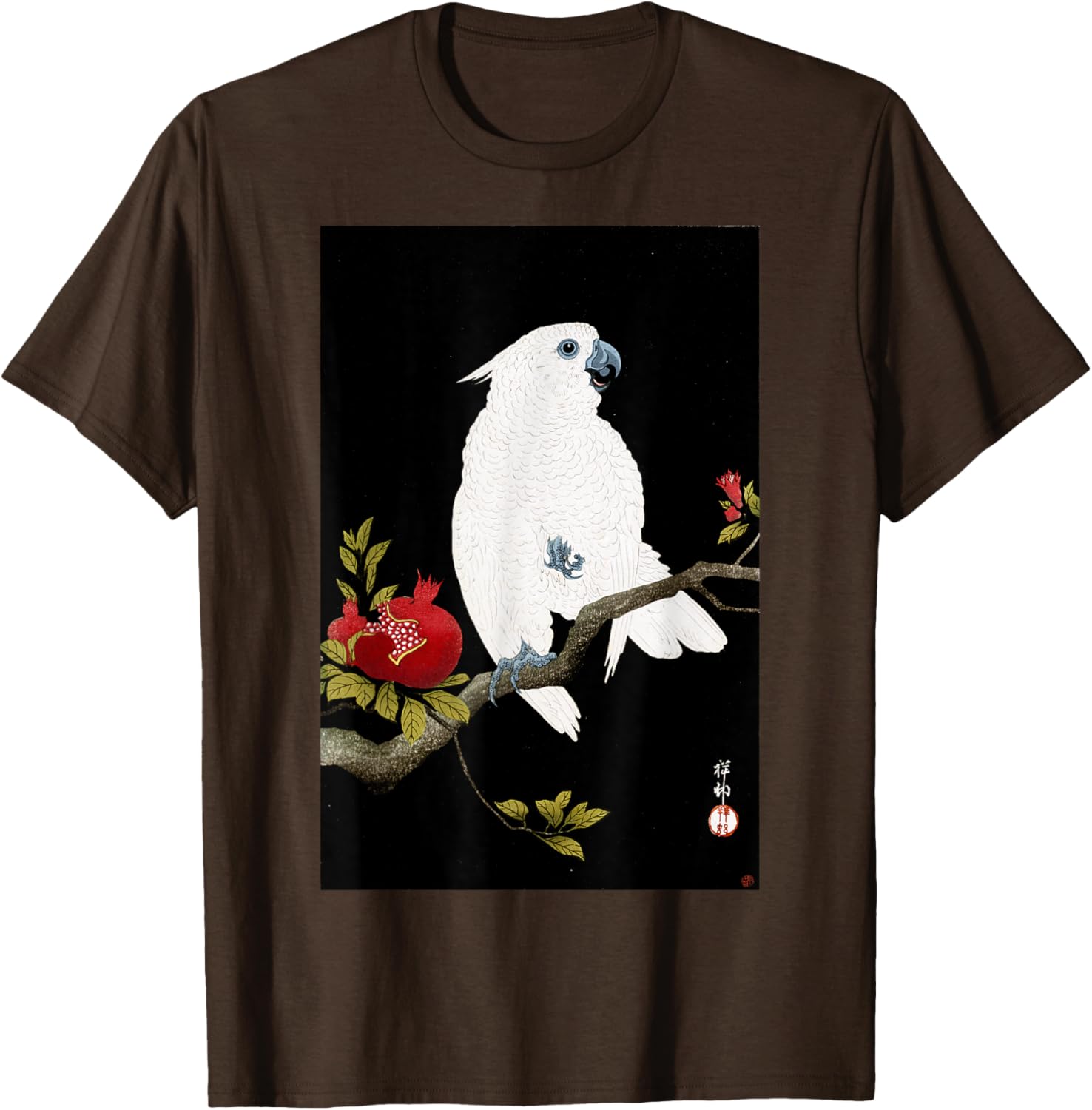 Koson Ohara Cockatoo and Pomegranate Japanese Art Bird T-Shirt - 21