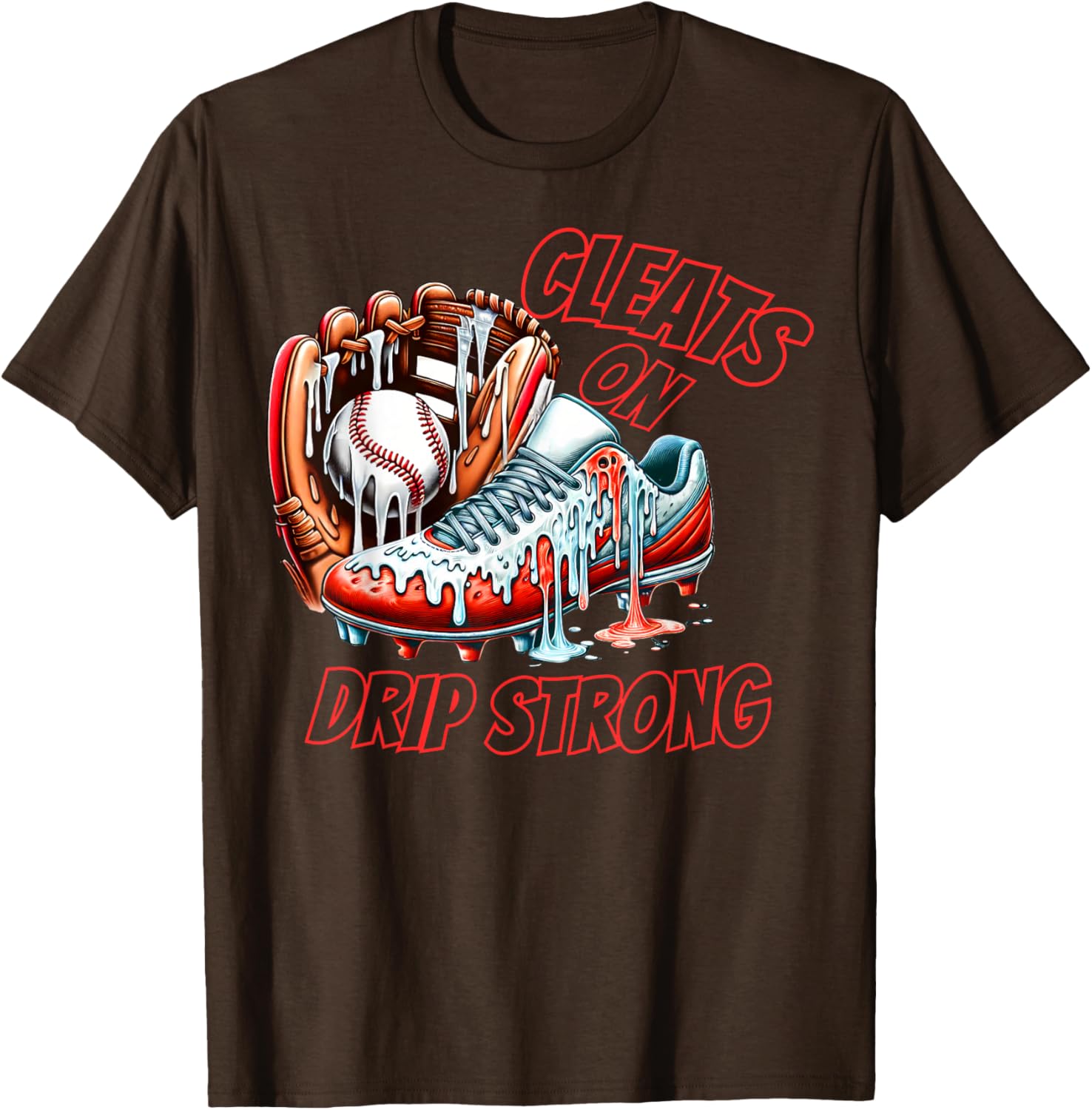 Cool Cleats On Drip Baseball Ice Cream T-Shirt for Kids and Adults - 1