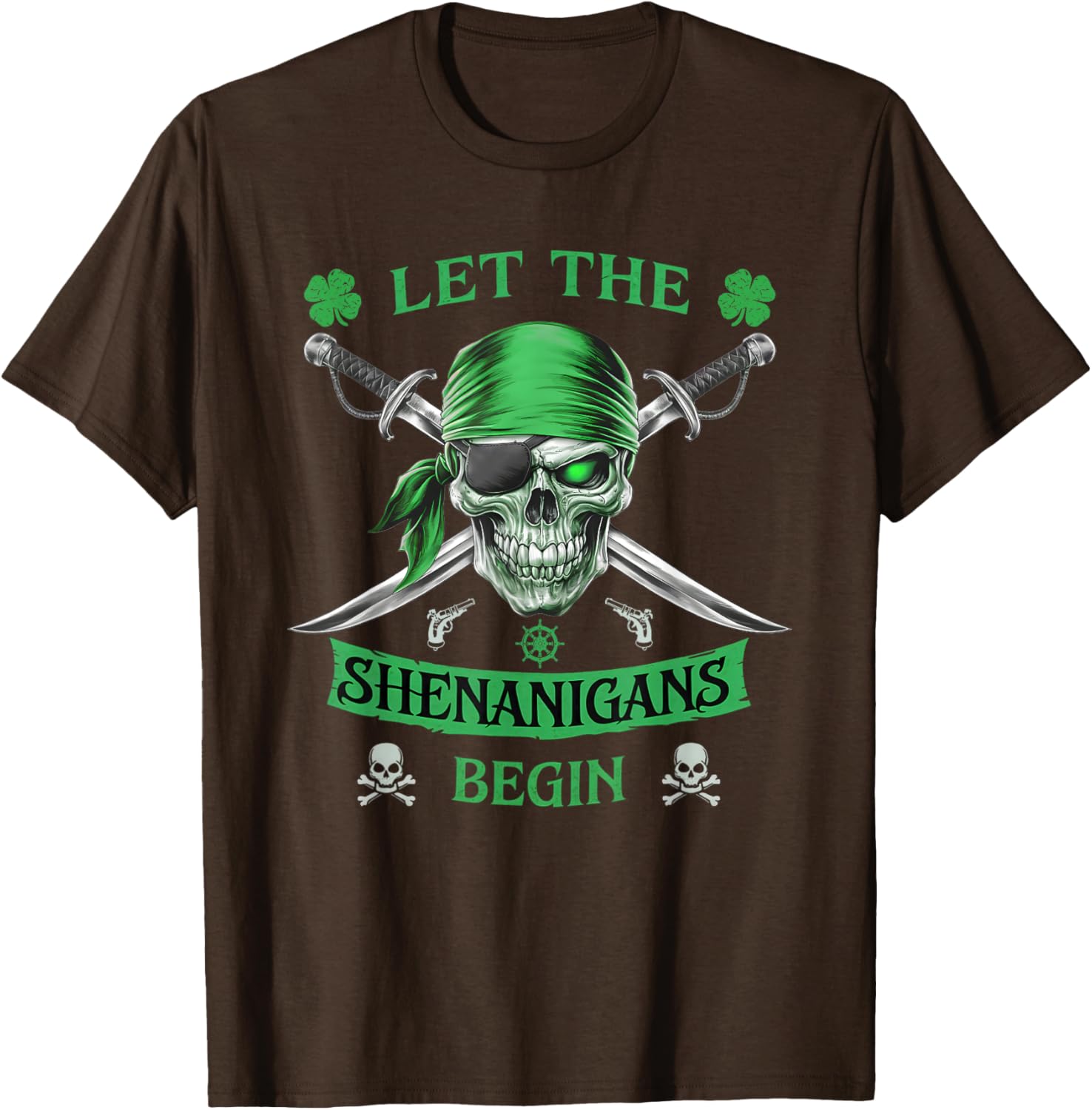 Pirate St Patricks Day Skull T-Shirt for Men Let the Shenanigans Begin - 5