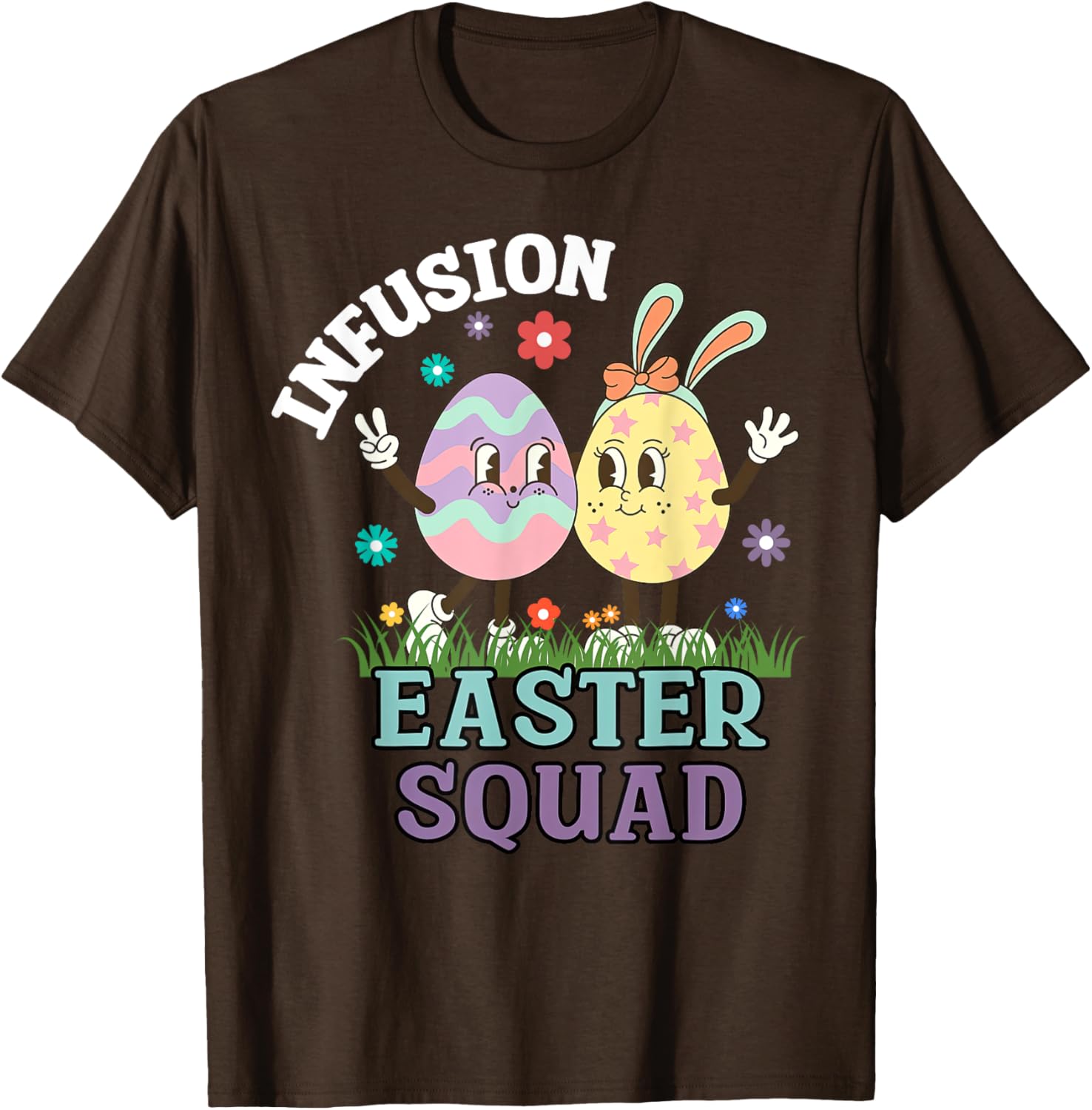 Infusion Nurse Easter Squad Bunny Eggs T-Shirt for Oncology Nurses - 8