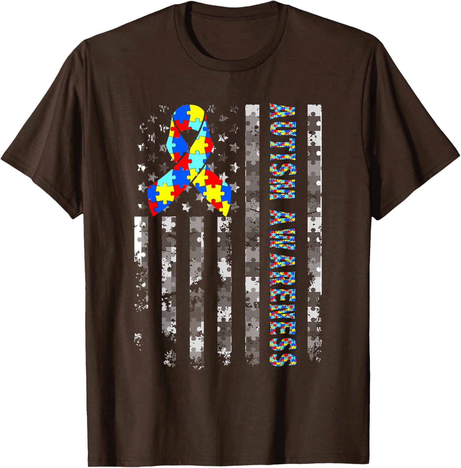Autism Awareness USA Flag T-Shirt for Moms and Dads - Support and Love - 8