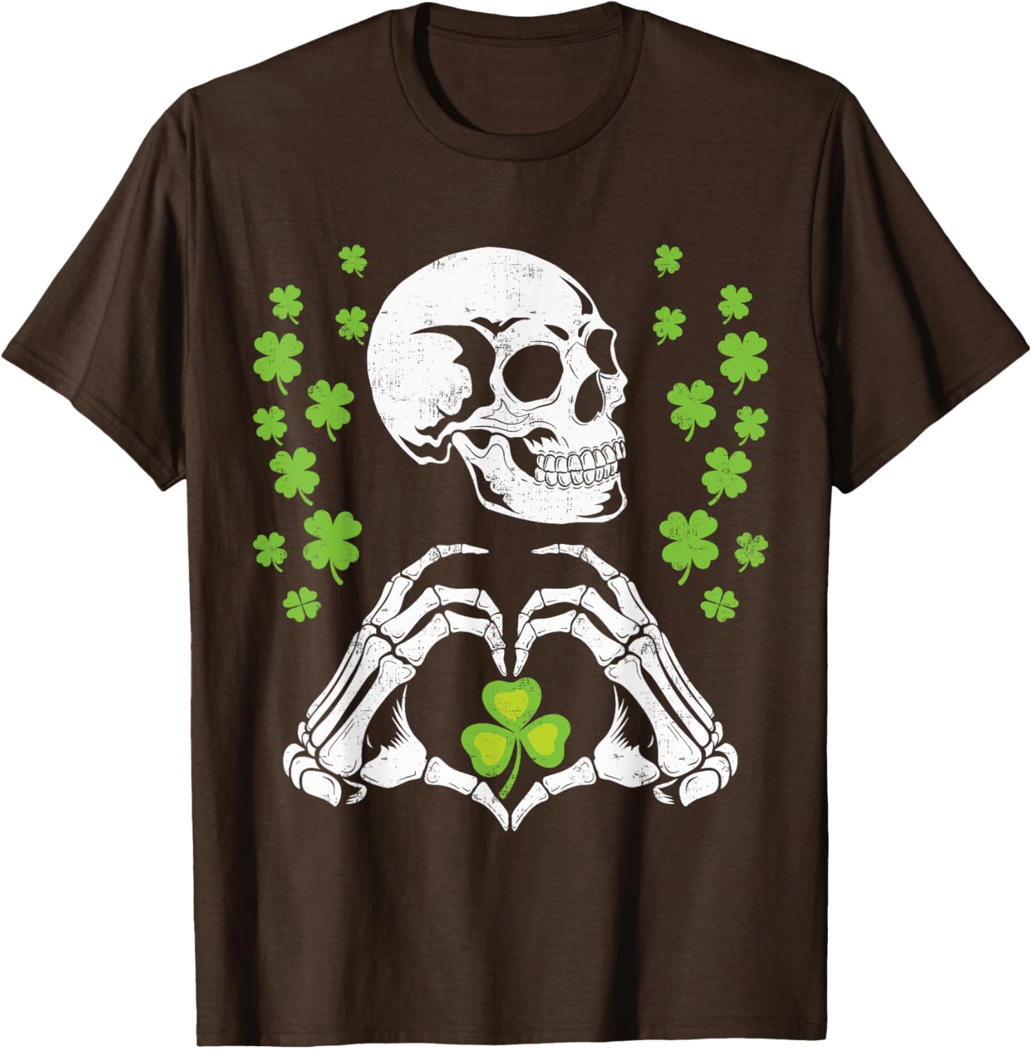 St Patrick's Day Skeleton Skull Heart Shamrock T-Shirt for Festive Fun - 8