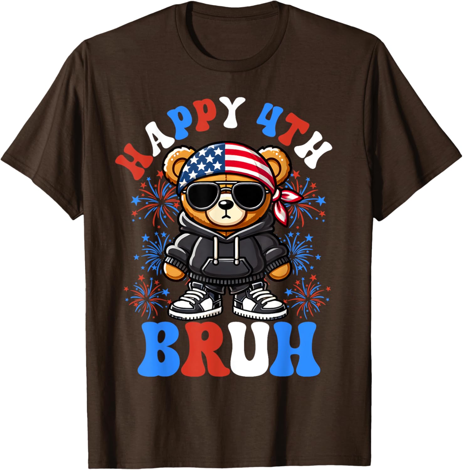 Happy 4th of July Hip Hop Teddy Bear T-Shirt for Boys and Teens - 5