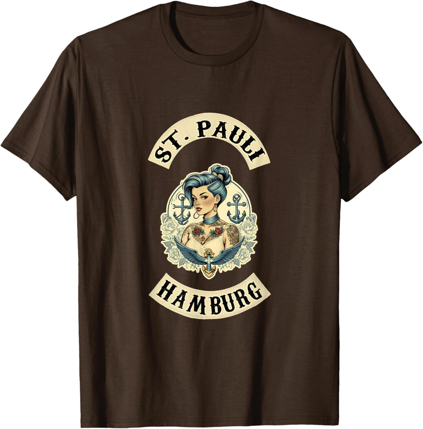 Hamburg St. Pauli Reeperbahn Sailor Tattoo Girl T-Shirt for Fans - 14