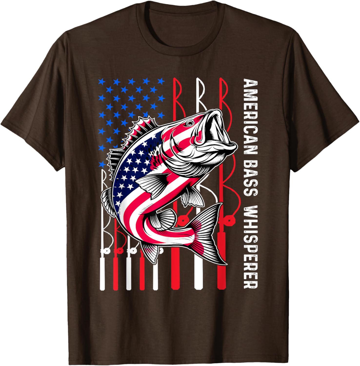 Patriotic Anglers American Bass Pro Whisperer Fisherman T-Shirt Design - 5