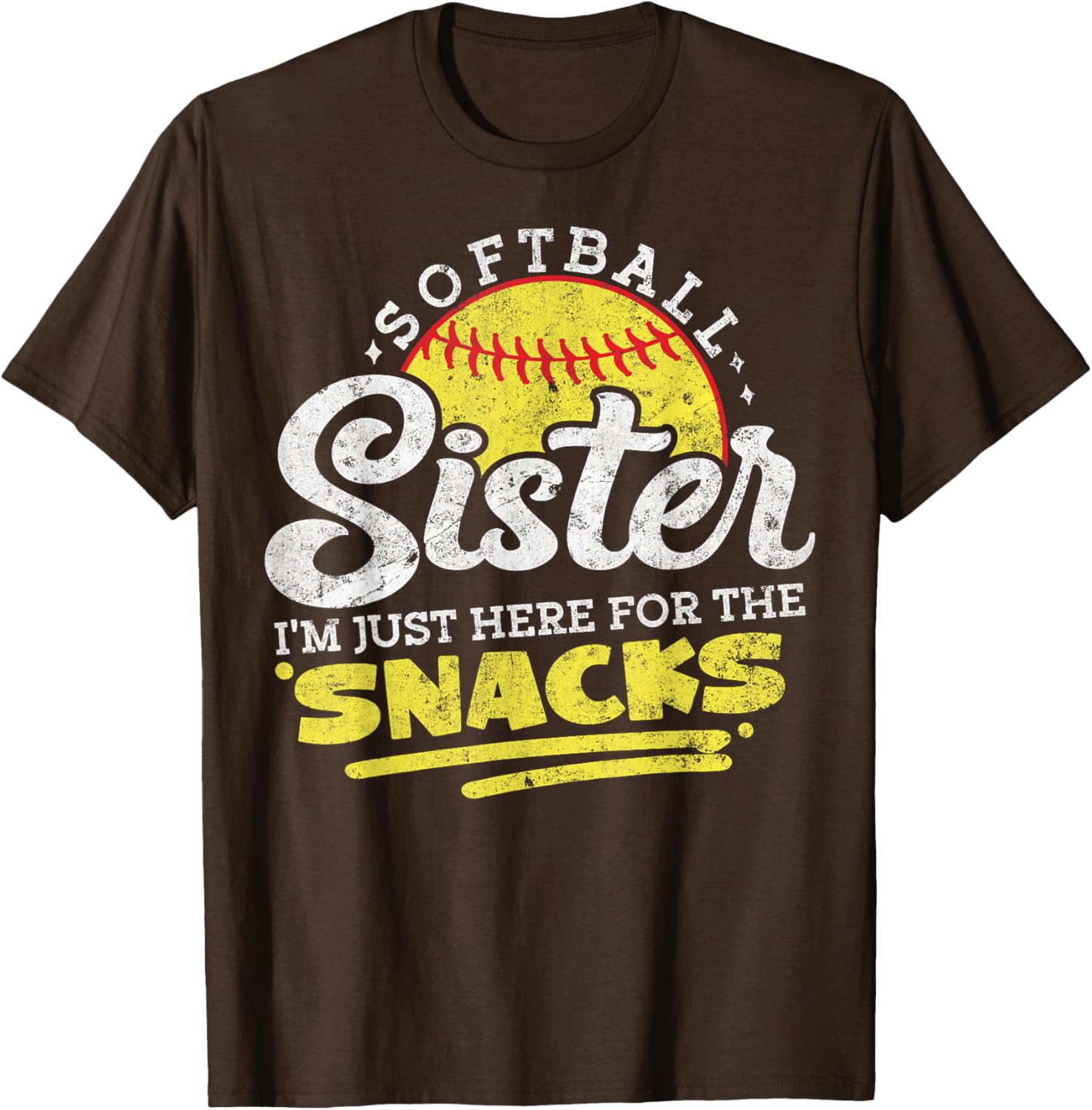Softball Sister Funny Snack Lover Retro T-Shirt for Game Days - 5