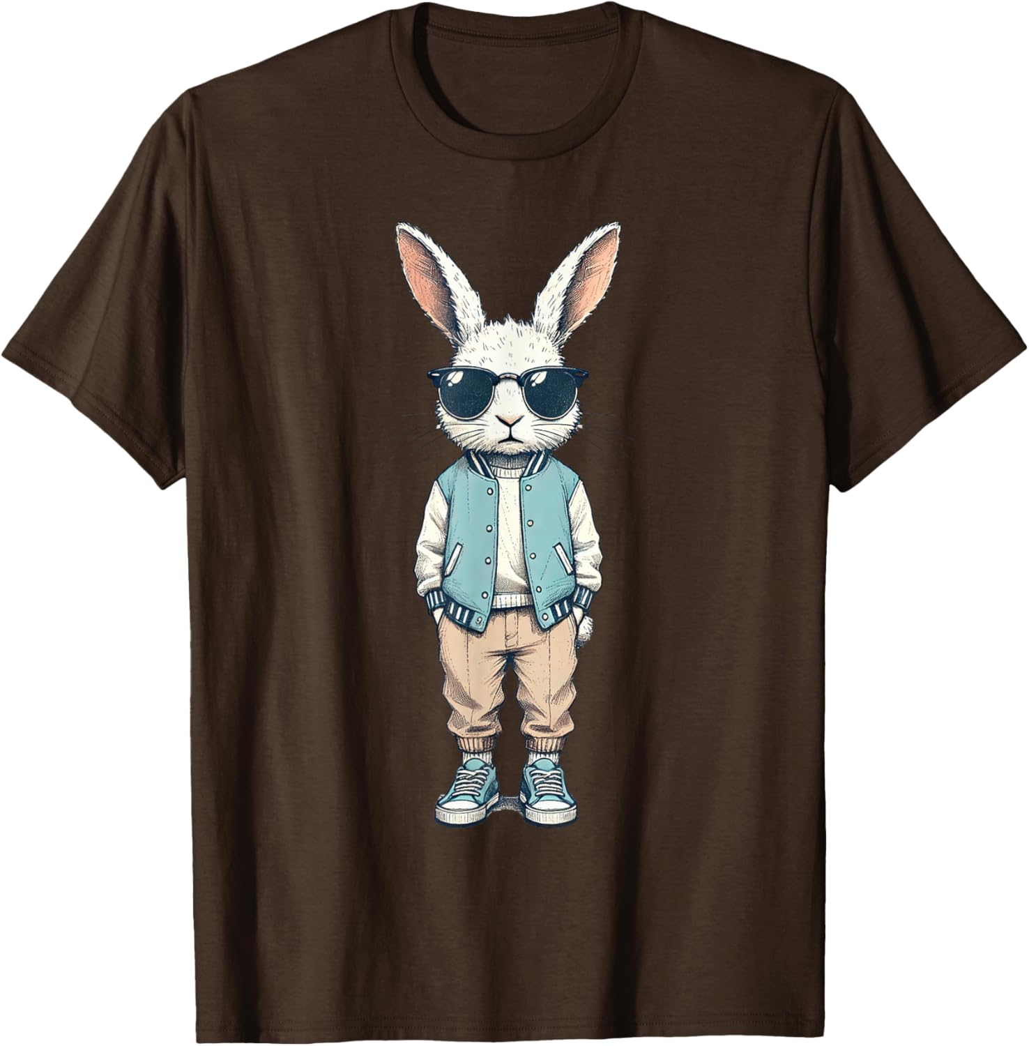 Boys Easter Bunny Rabbit T-Shirt with Sunglasses for Kids and Men - 1