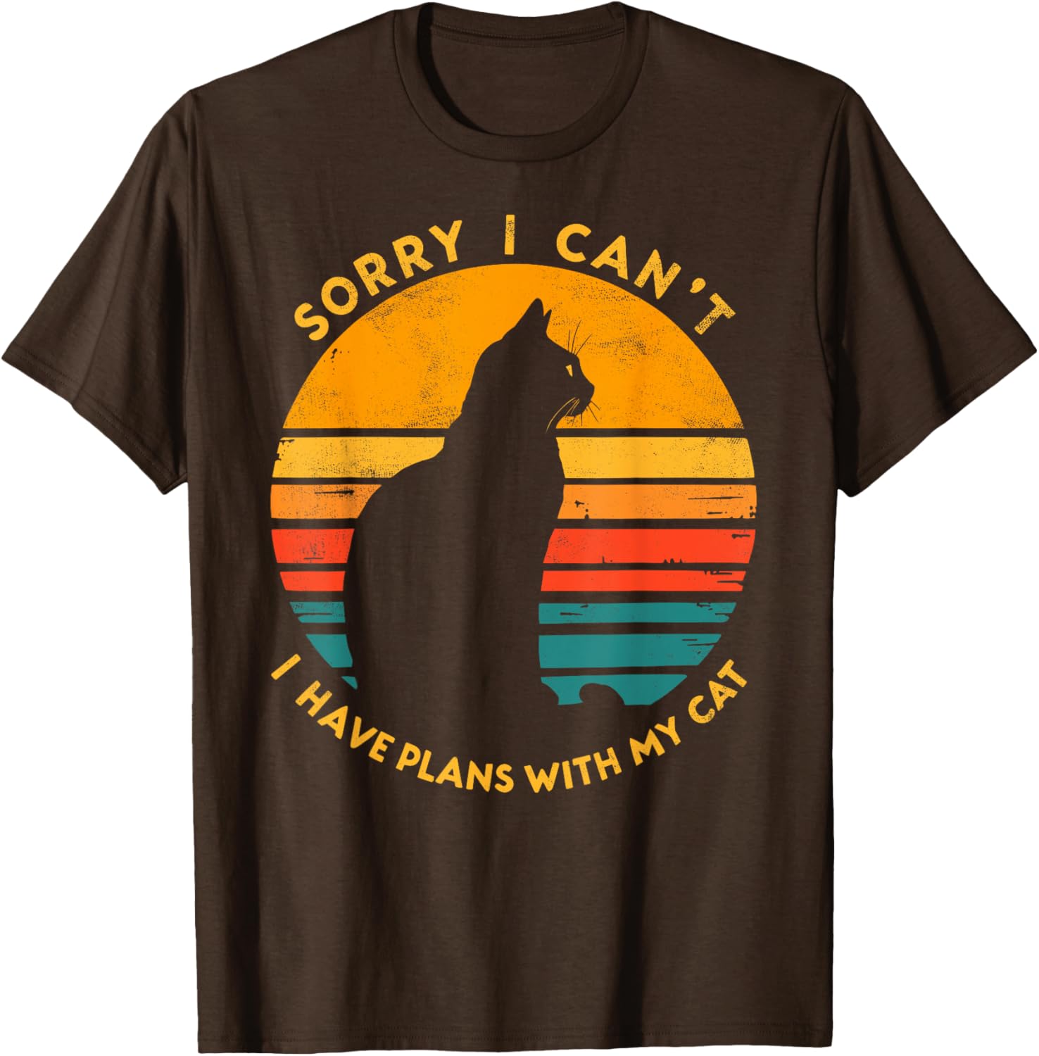 Retro Cat Lovers Joke T-Shirt Sorry I Can't I Have Plans with My Cat - 2