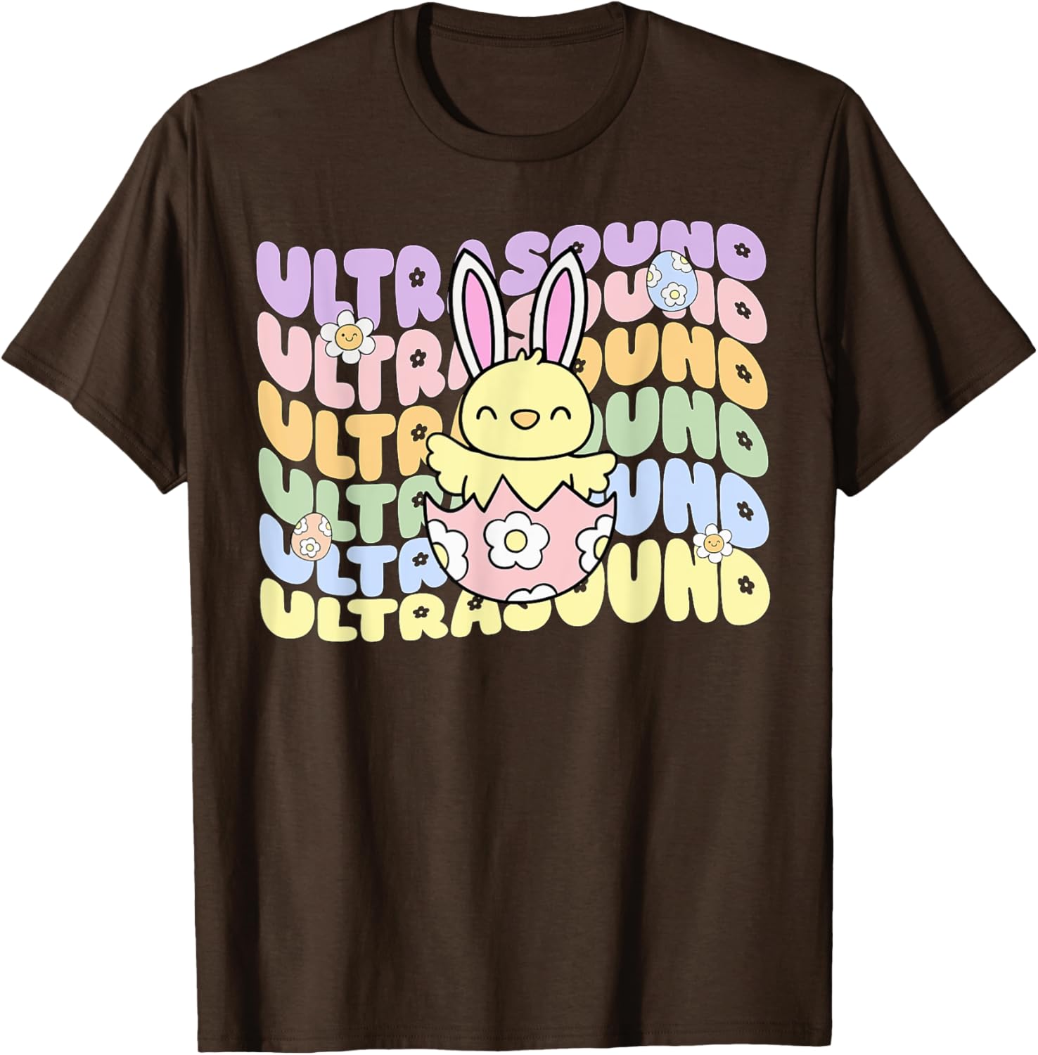 Groovy Easter Sonographer Bunny Chick Eggs T-Shirt for Ultrasound Lovers - 22