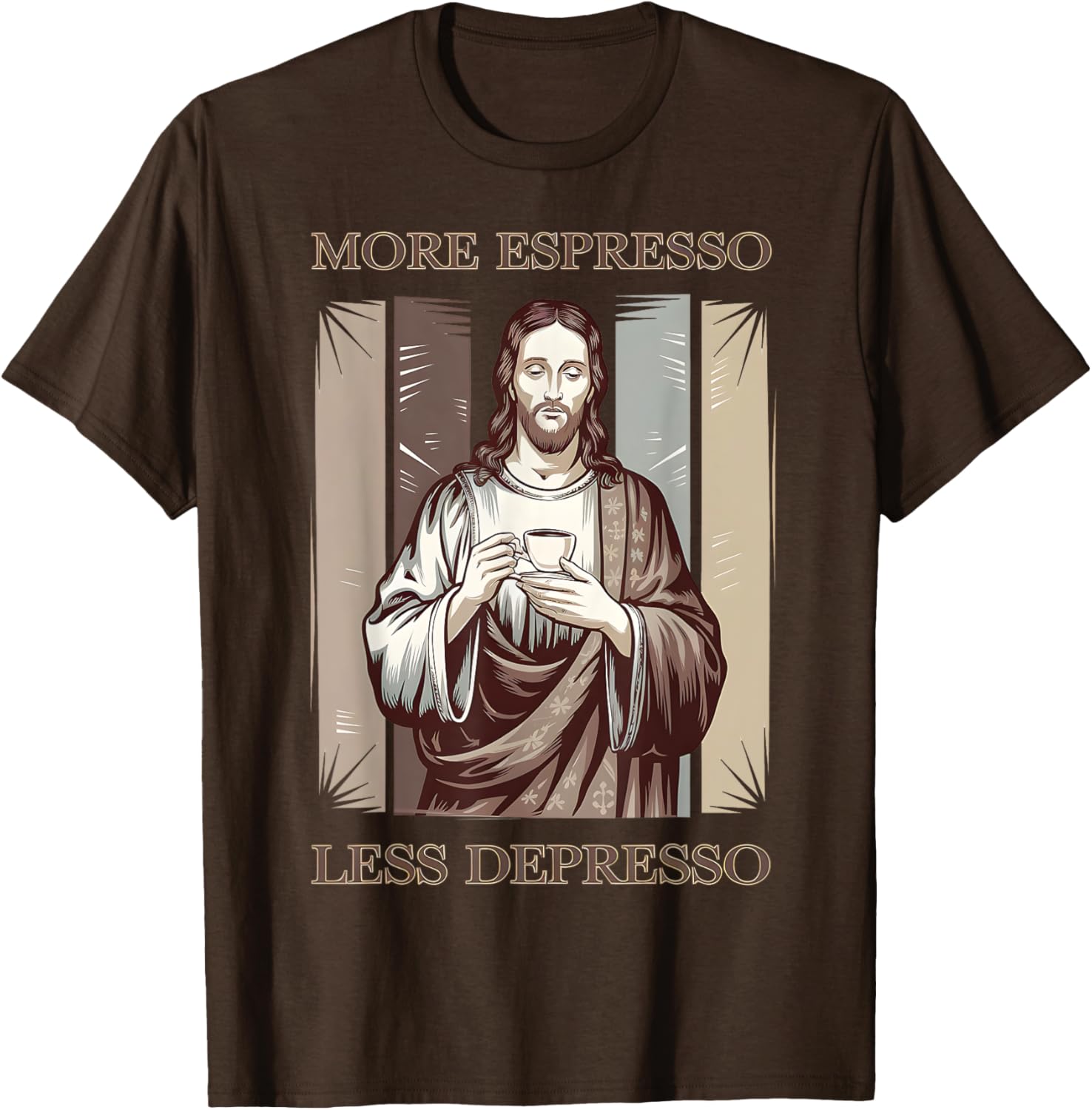 Jesus More Espresso Less Depresso Retro Coffee Lover T-Shirt - 6