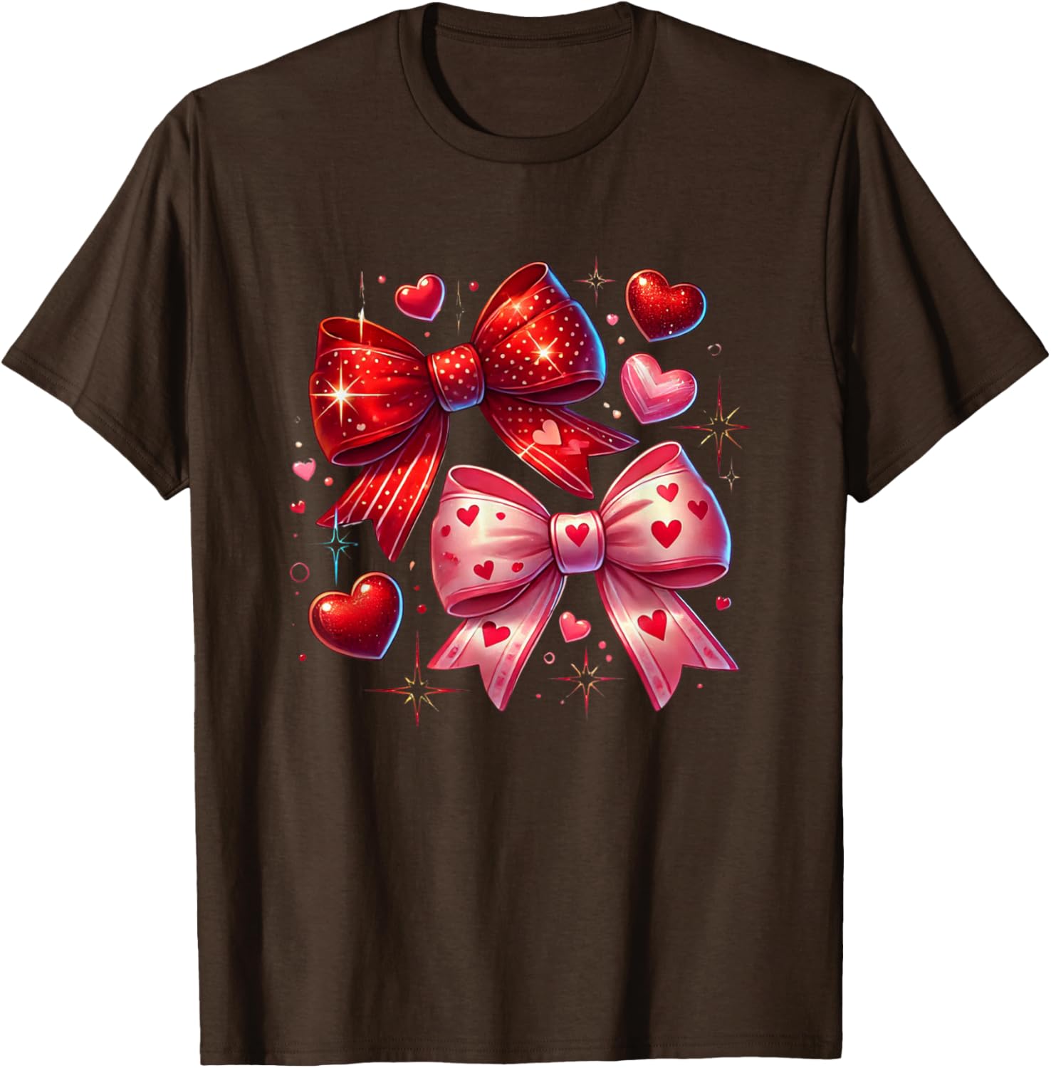 Heart Bows and Stars Romantic Love T-Shirt for Couples and Gifting - 7