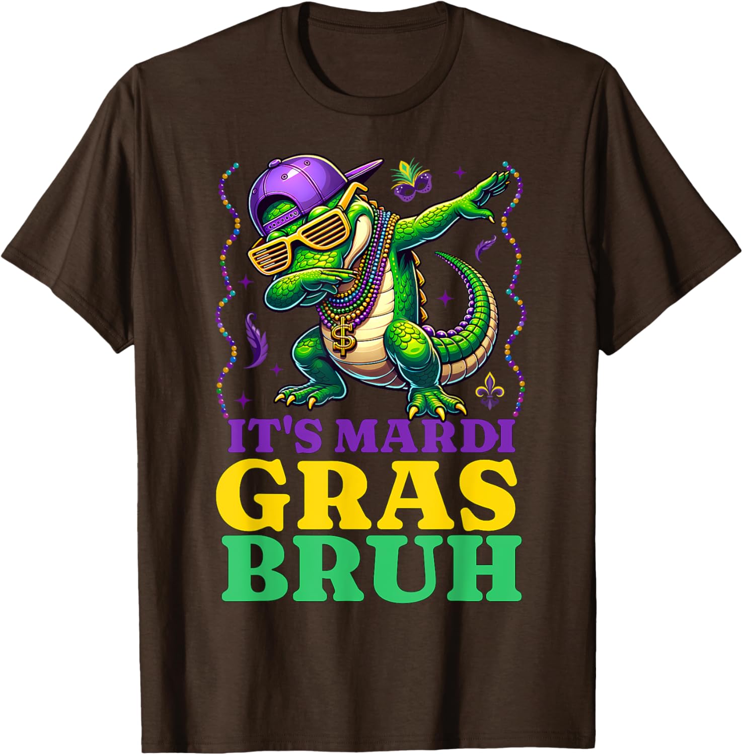 Mardi Gras Dabbing Alligator T-Shirt for Fun Costume Parades - 8