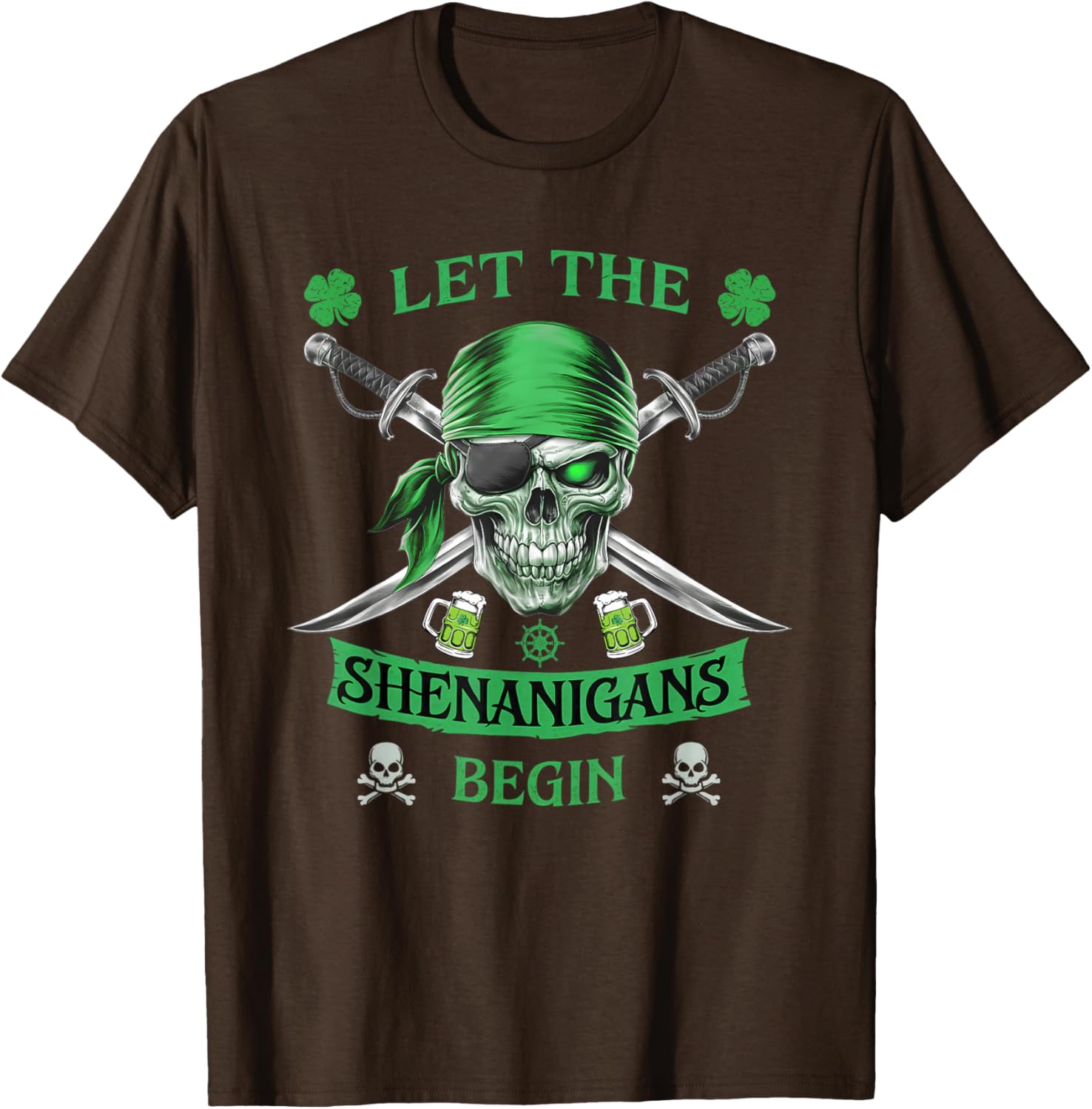 Pirate Skull St Patricks Day T-Shirt for Men Let the Shenanigans Begin - 12