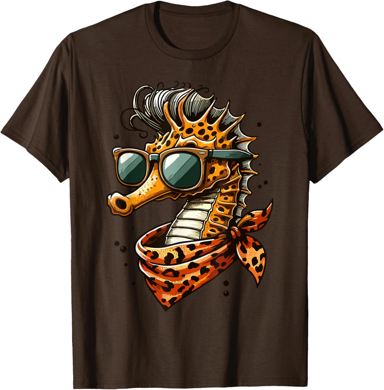 Seahorse with Leopard Scarf and Sunglasses Fun T-Shirt for Animal Lovers - 10