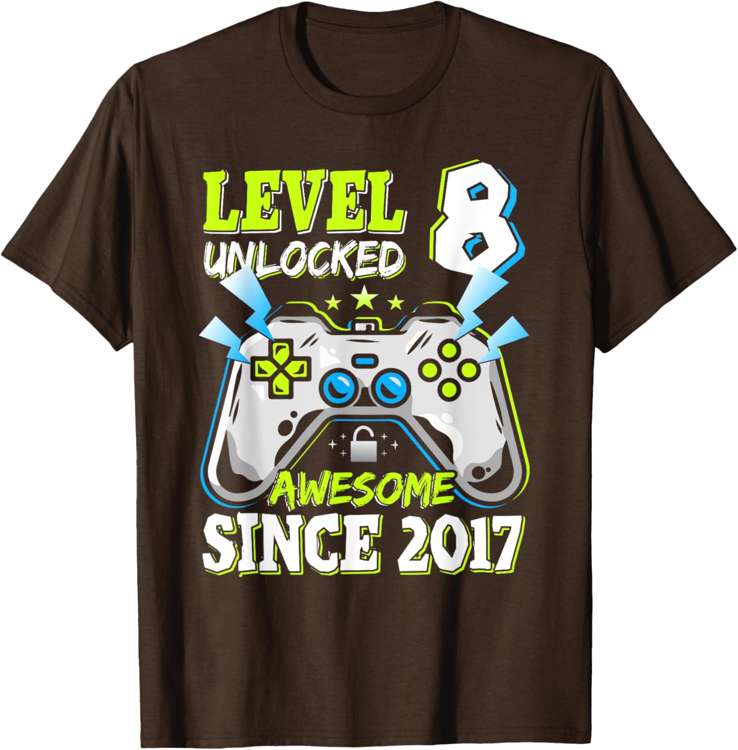 Level 8 Unlocked 2017 Video Game Birthday T-Shirt for Boys - 19