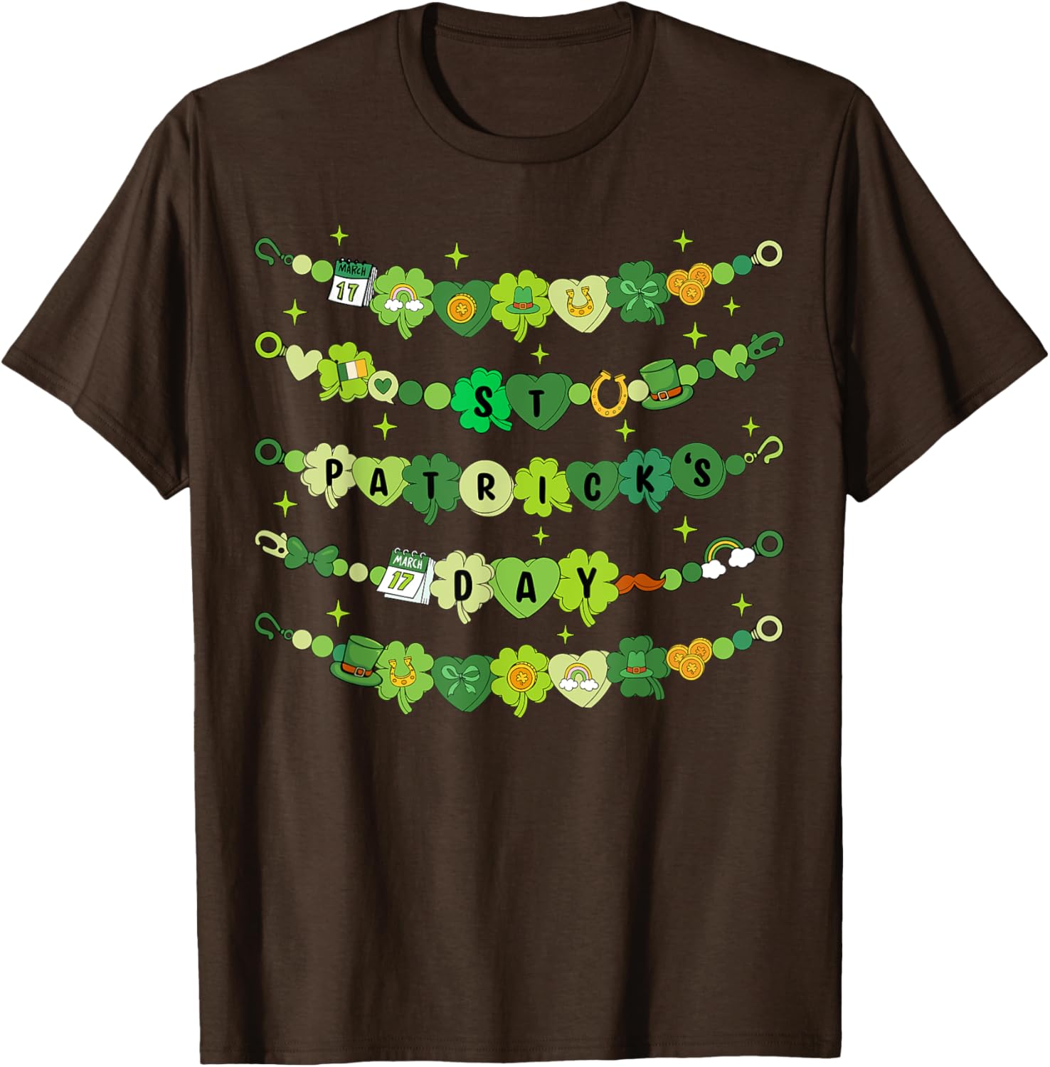 Happy St Patricks Day Friendship Bracelet T-Shirt for Girls - 21