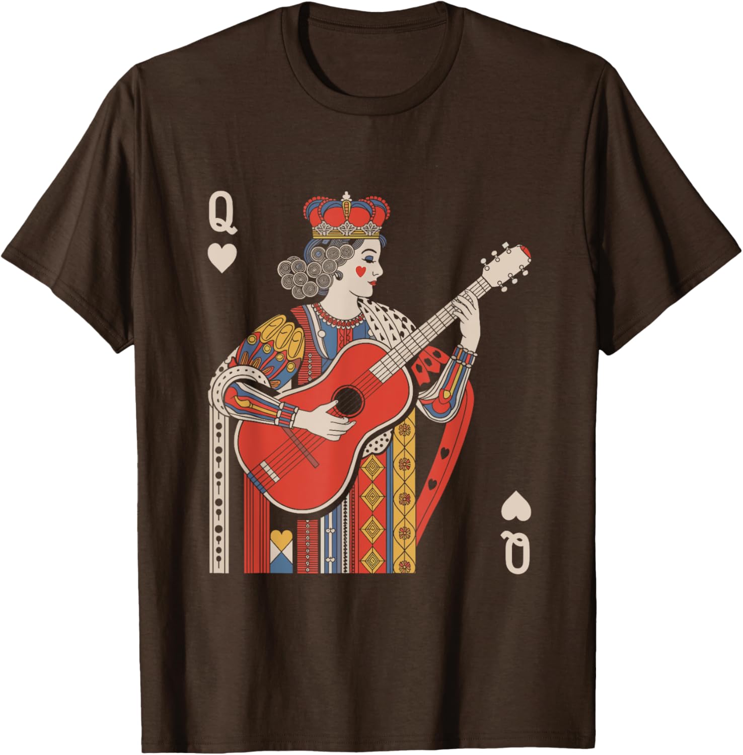 Queen of Playing Guitar Vintage Card T-Shirt for Music Lovers - 7