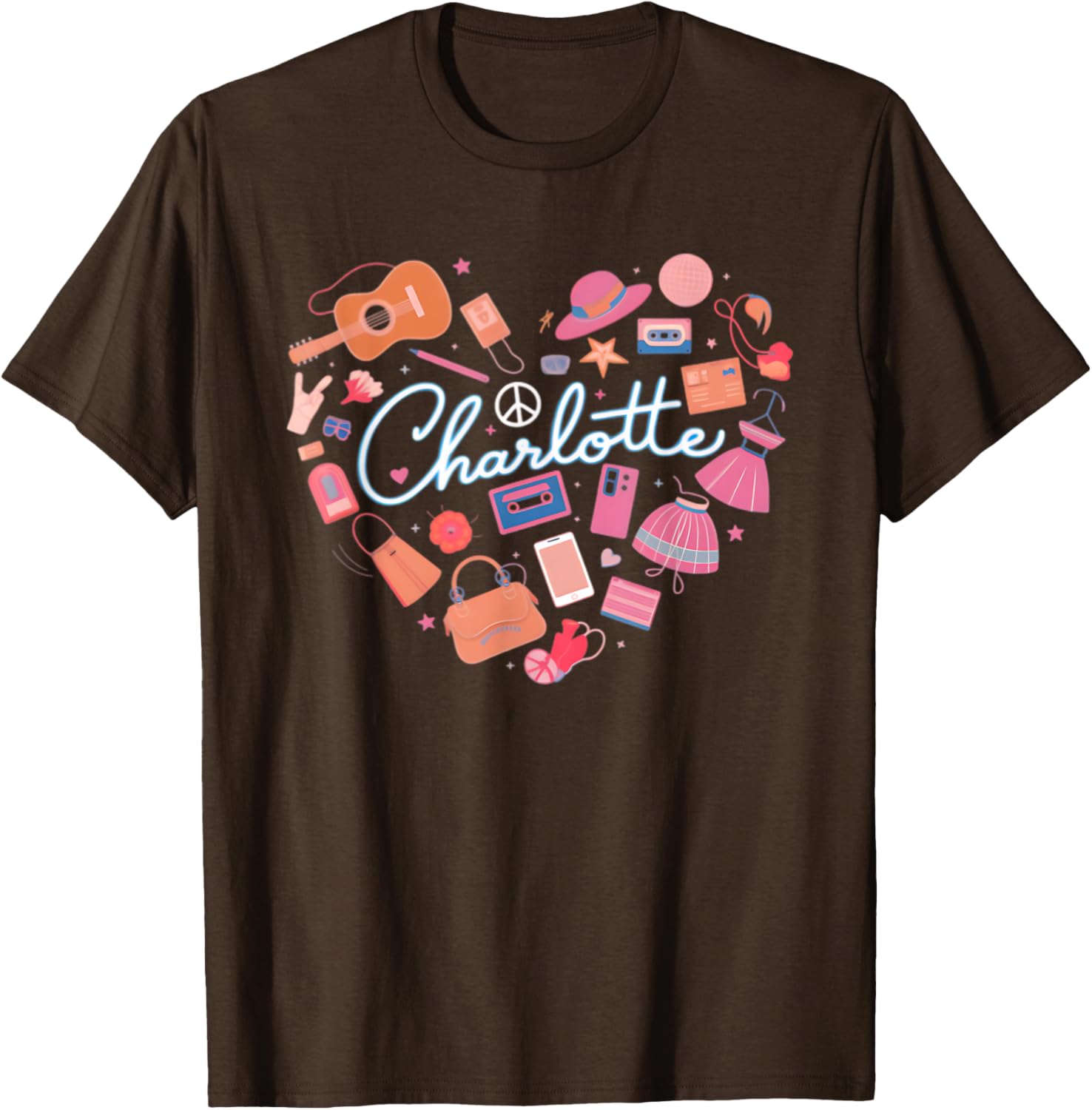 Personalized Charlotte Retro Heart T-Shirt for Girls - Cute Fashion Wear - 10
