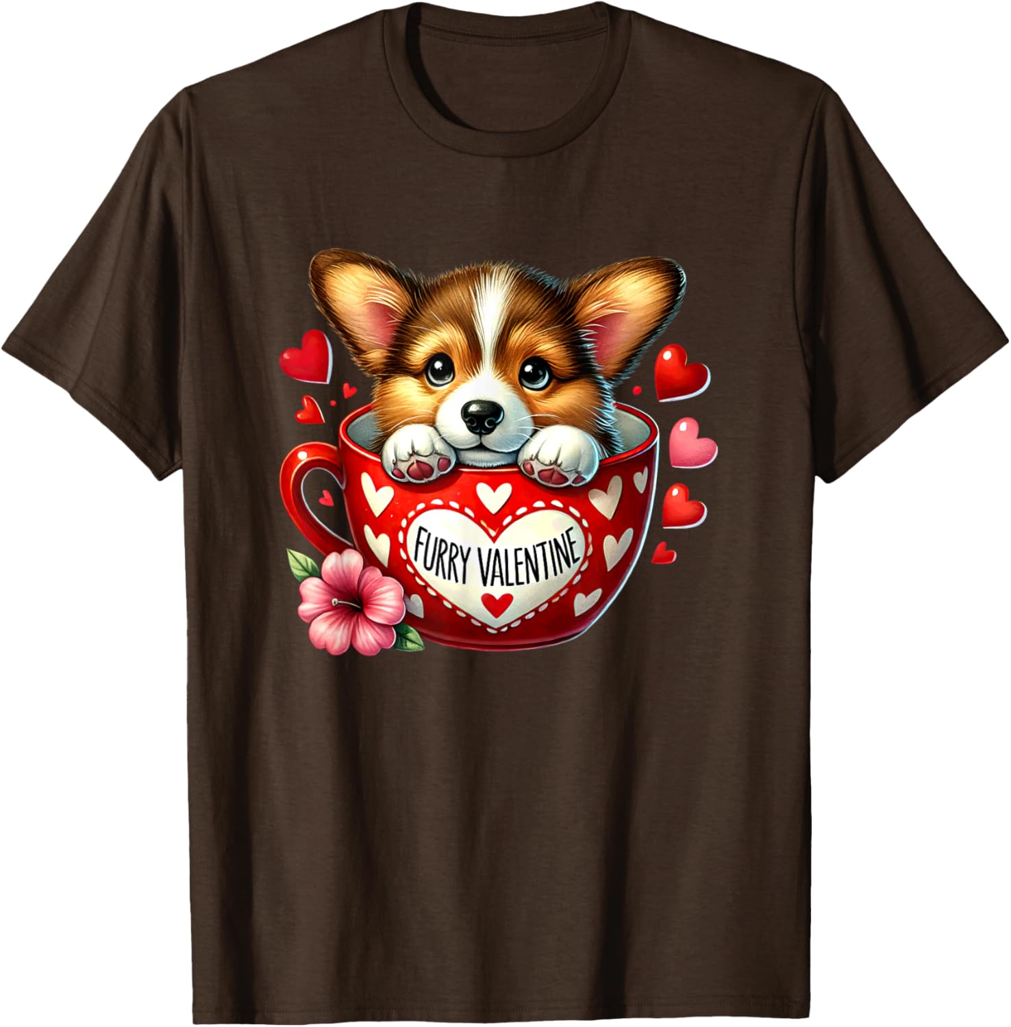 Furry Valentine Corgi Puppy Love T-Shirt for Dog Lovers and Friends - 2