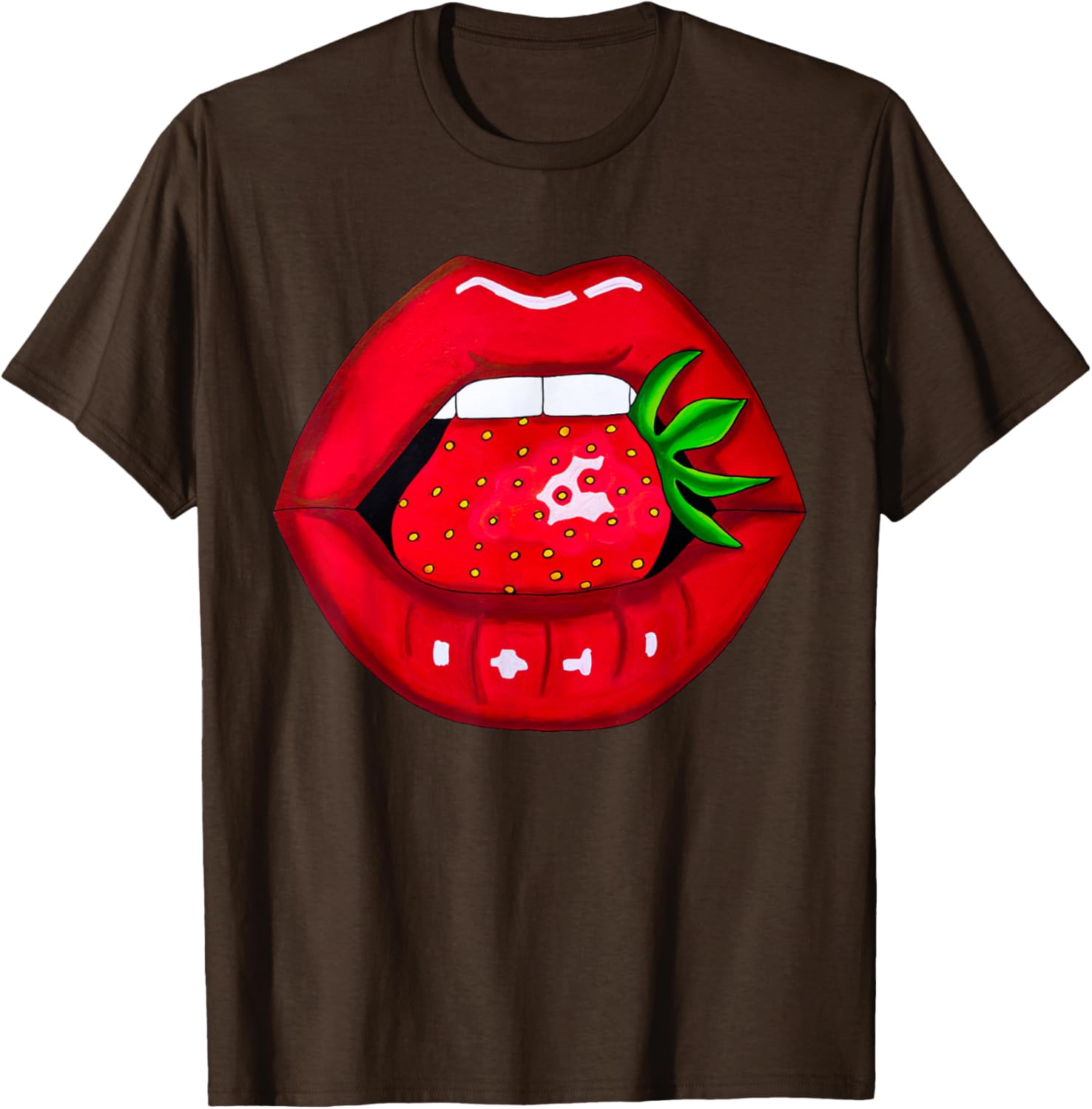 Sexy Strawberry Lips Red Lipstick Women's T-Shirt for Fun Fashion - 15