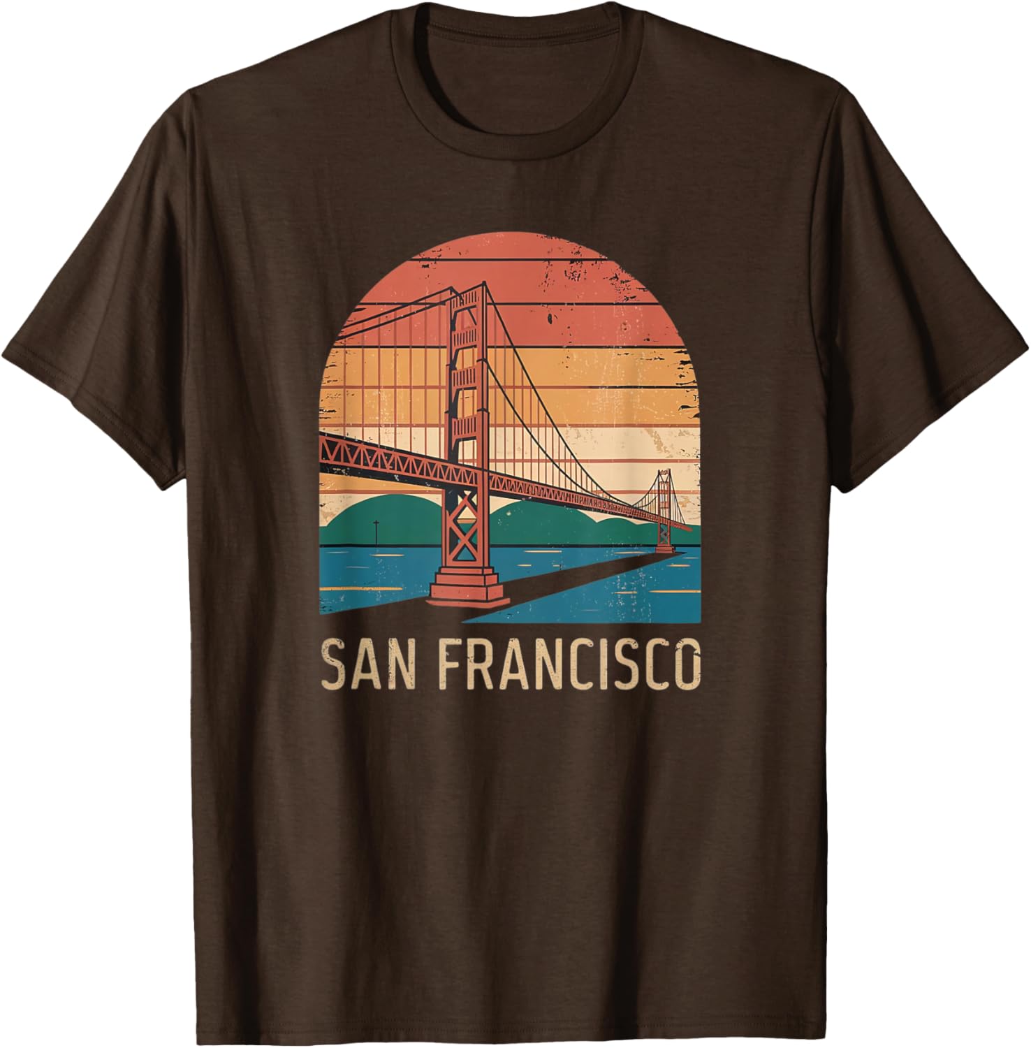 Retro San Francisco Bridge Sunset T-Shirt for Vintage Style Lovers - 24
