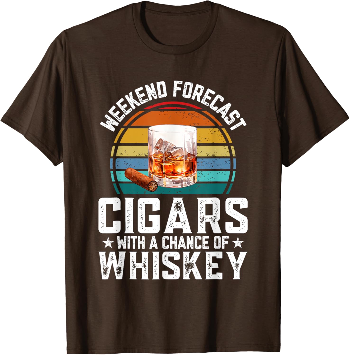Bourbon Weekend Forecast Cigars T-Shirt with Whiskey Vibes for Relaxation - 7