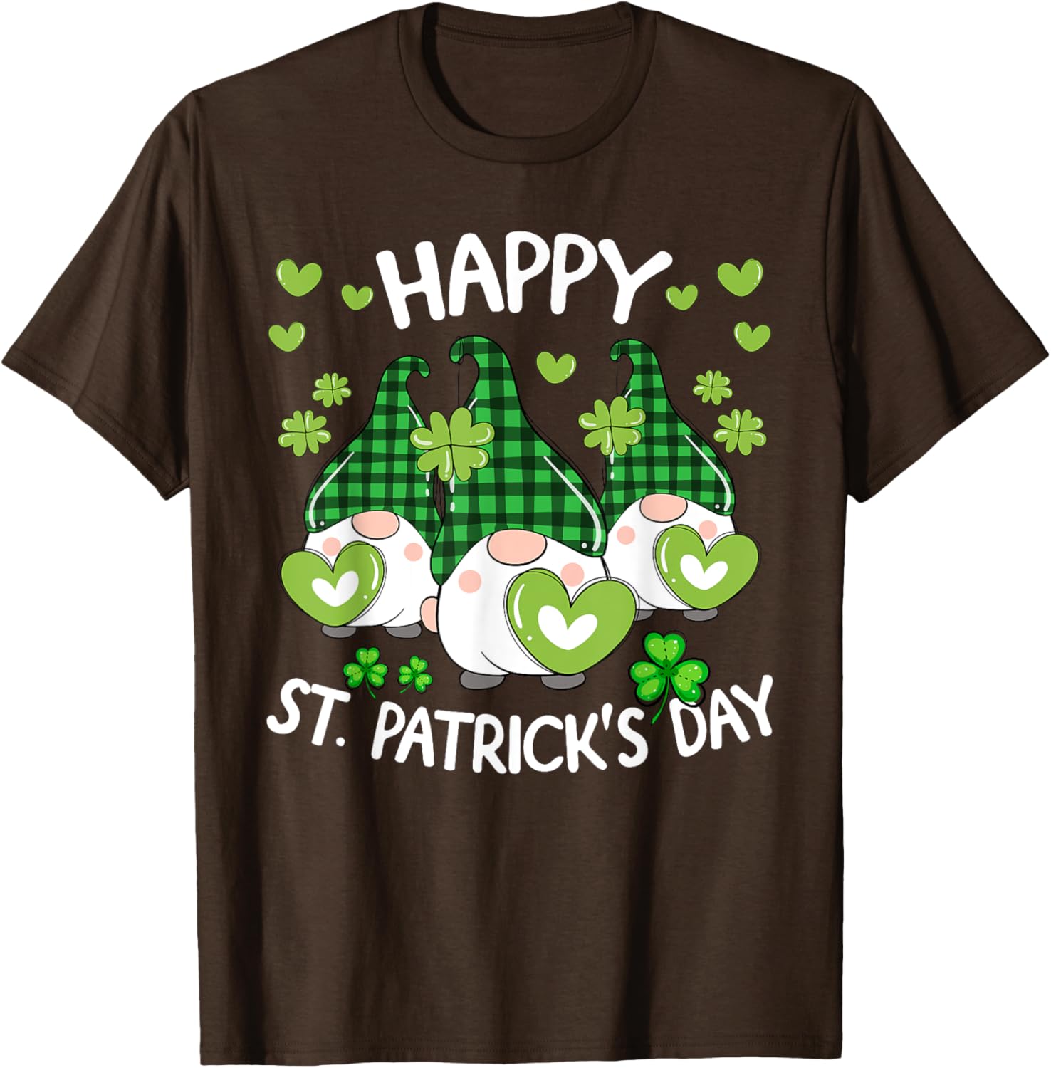 Happy St Patricks Day Gnome Shamrock T-Shirt for Women and Kids - 23
