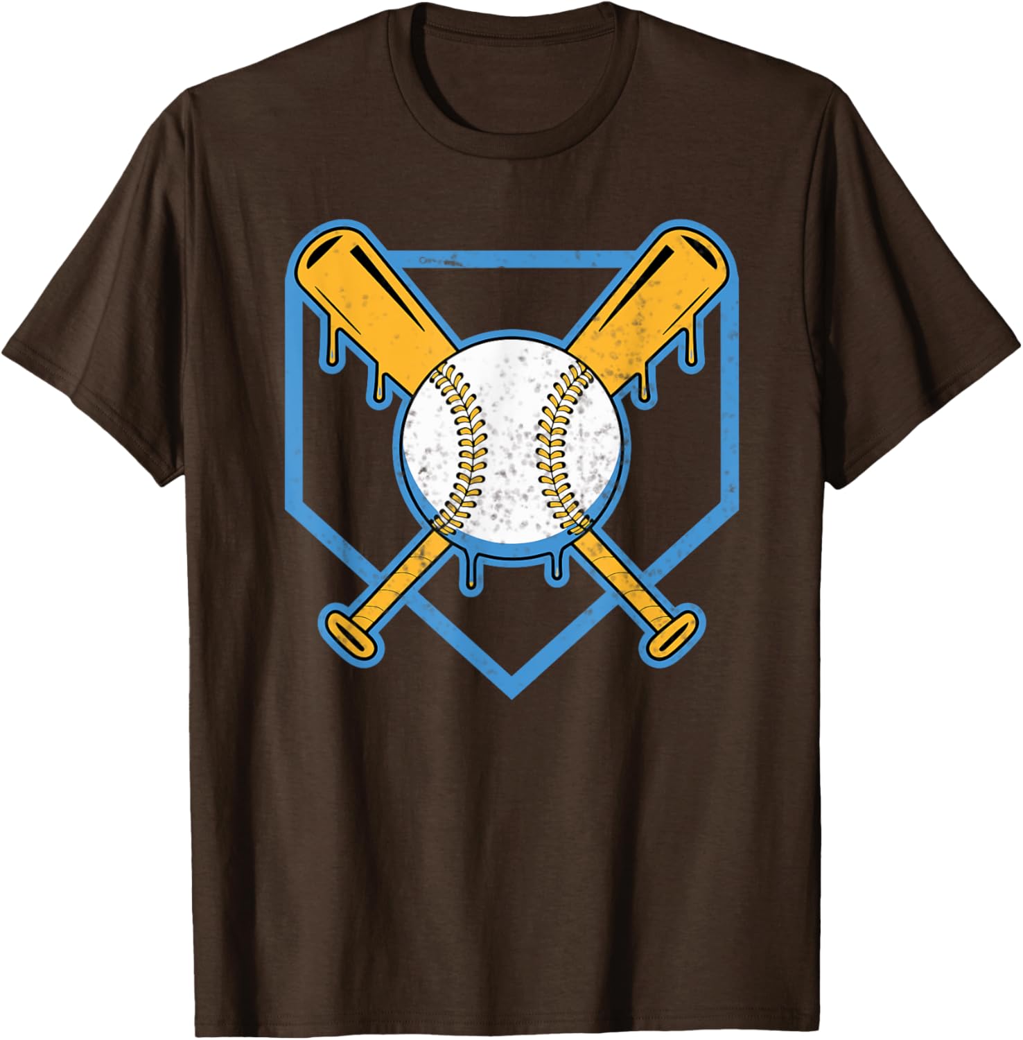 Yellow Baseball Home Plate Drip T-Shirt for Boys Sports Style - 15