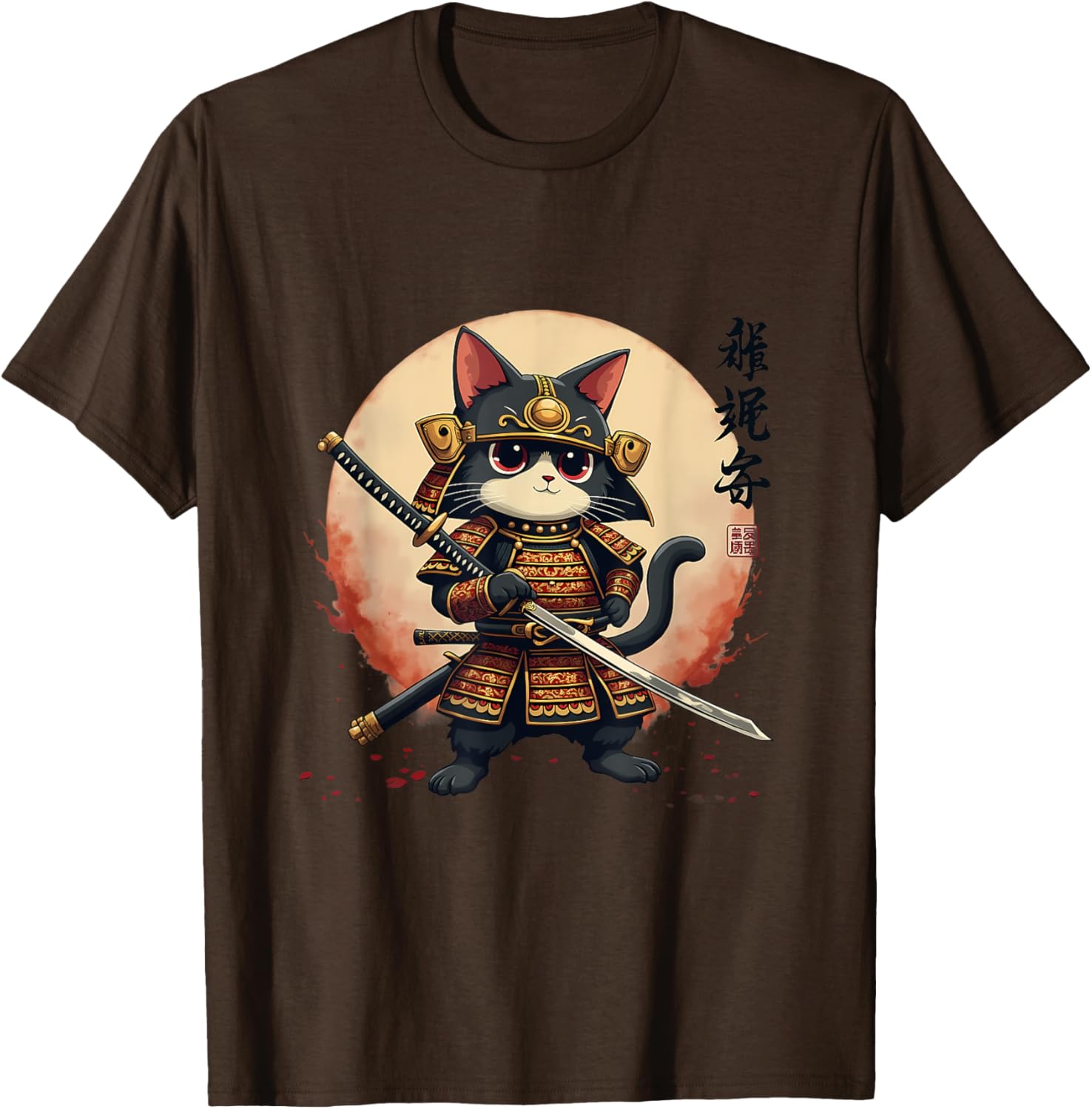 Samurai Cat Warrior Art Tee for Men and Women - Cool Japanese Anime T-Shirt - 7