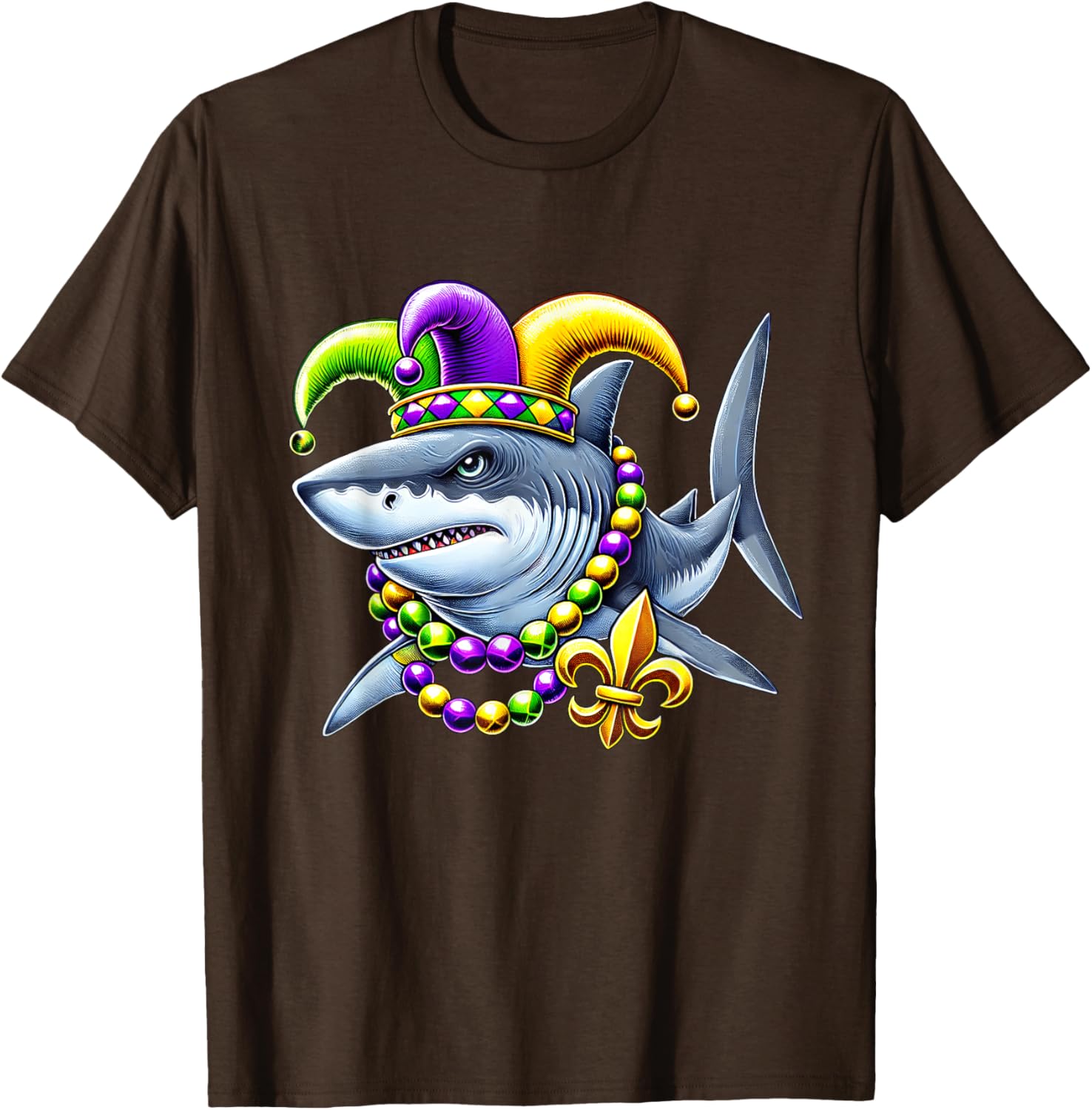 Jester Shark Beads Mardi Gras T-Shirt for Men, Women, and Kids - 16