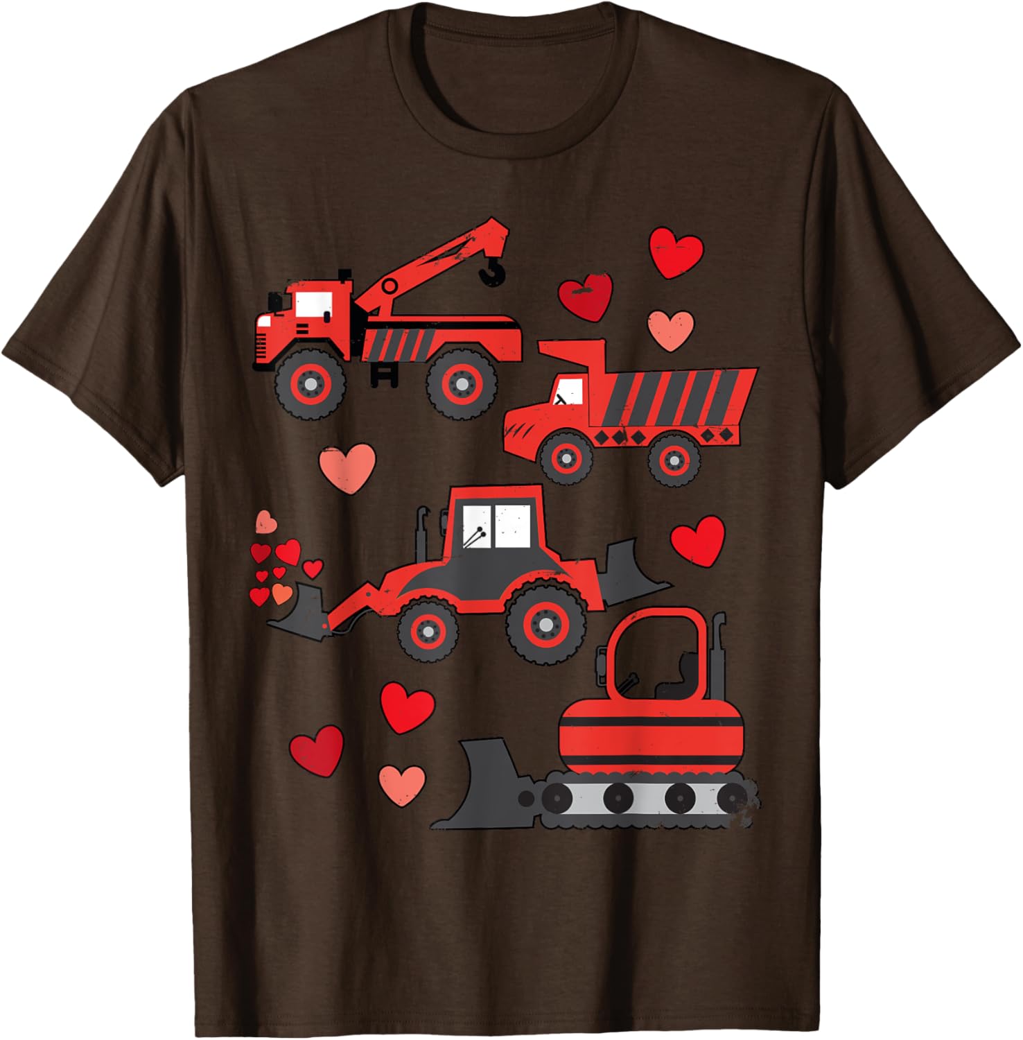 Funny Valentines Day Construction Trucks T-Shirt for Kids and Adults - 7