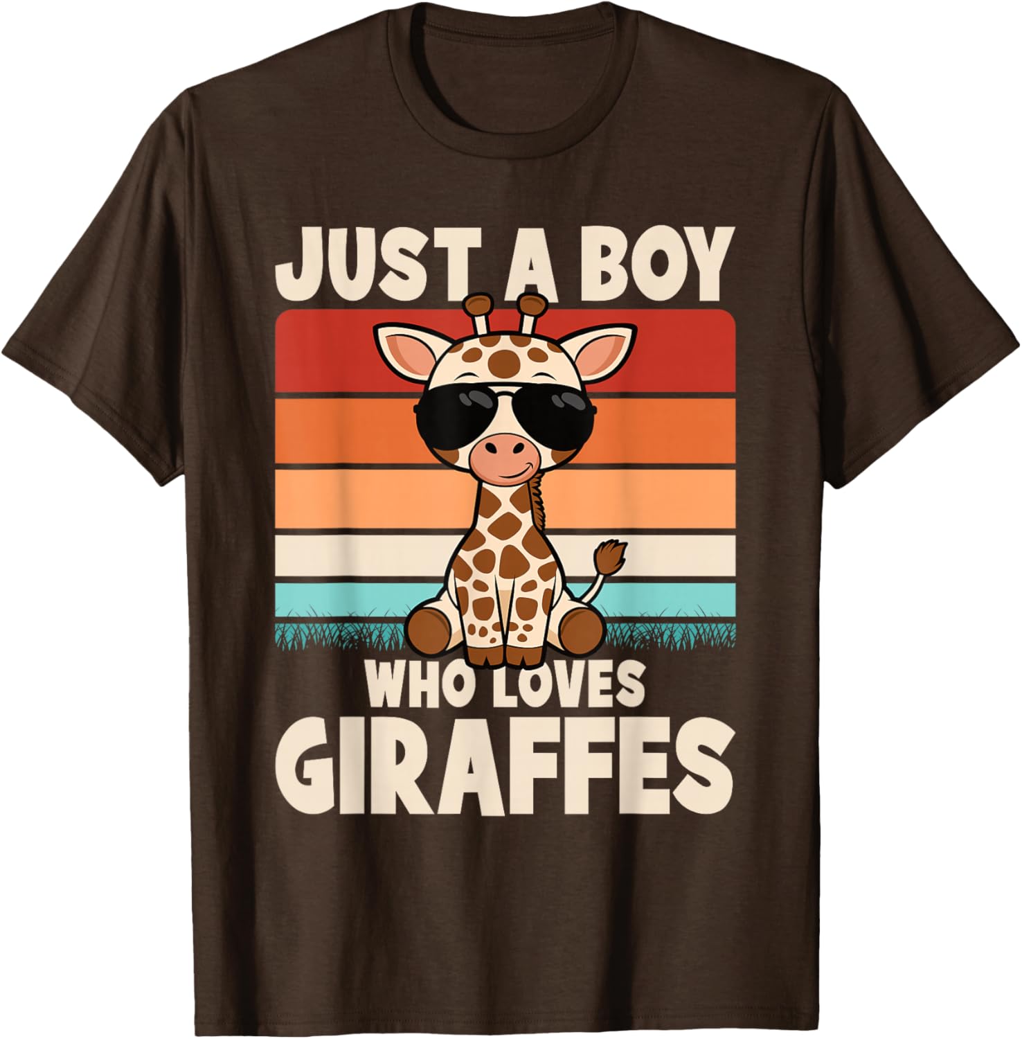 Just A Boy Who Loves Giraffes Retro Wild Animal Kids T-Shirt - 13