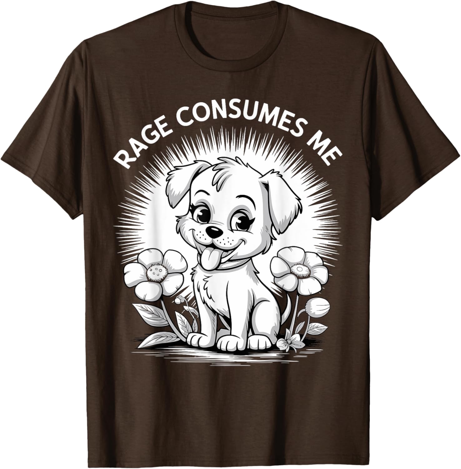 Cute Funny Puppy Rage Flower Meme Retro T-Shirt for Dog Lovers - 10