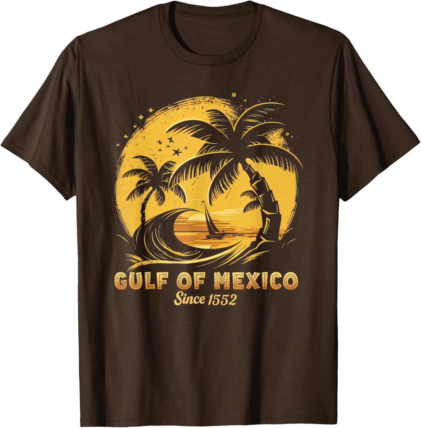 Gulf of Mexico T-Shirt with Palm Trees and Sailboat Design - 13