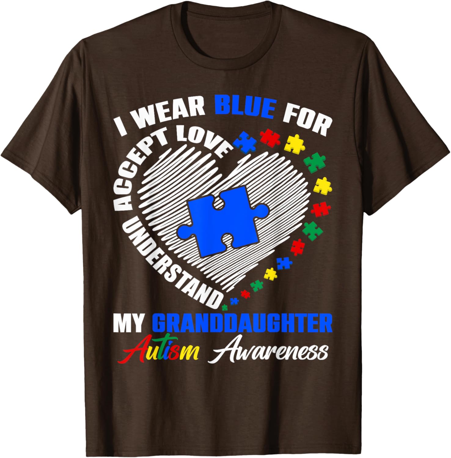 Blue Puzzle Pie T-Shirt for Autism Awareness - Perfect for Granddaughters - 10