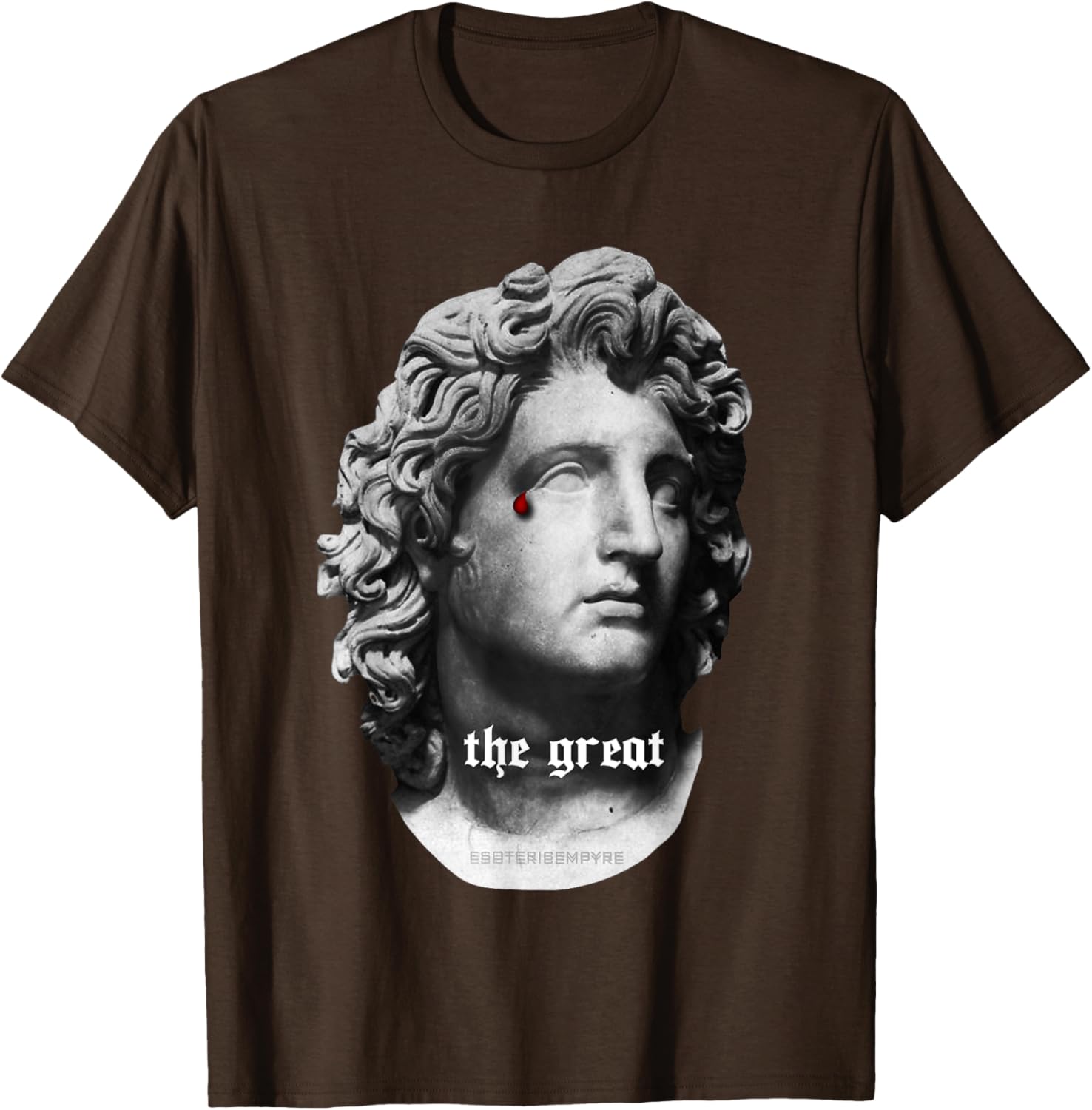 Alexander the Great Bust T-Shirt with Unique Bloody Teardrop Design - 8